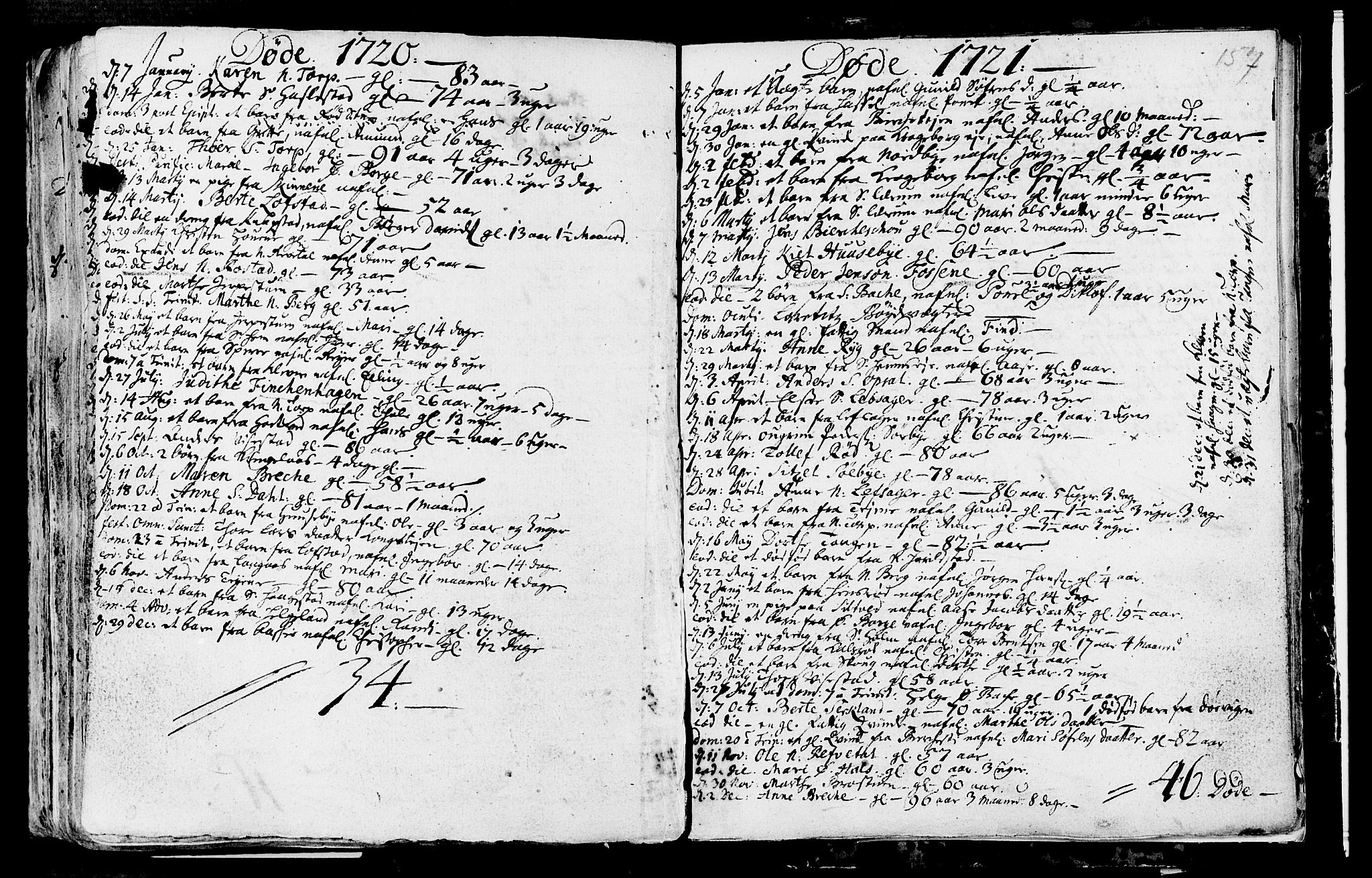 Våle kirkebøker, SAKO/A-334/F/Fa/L0002: Parish register (official) no. I 2, 1705-1732, p. 157