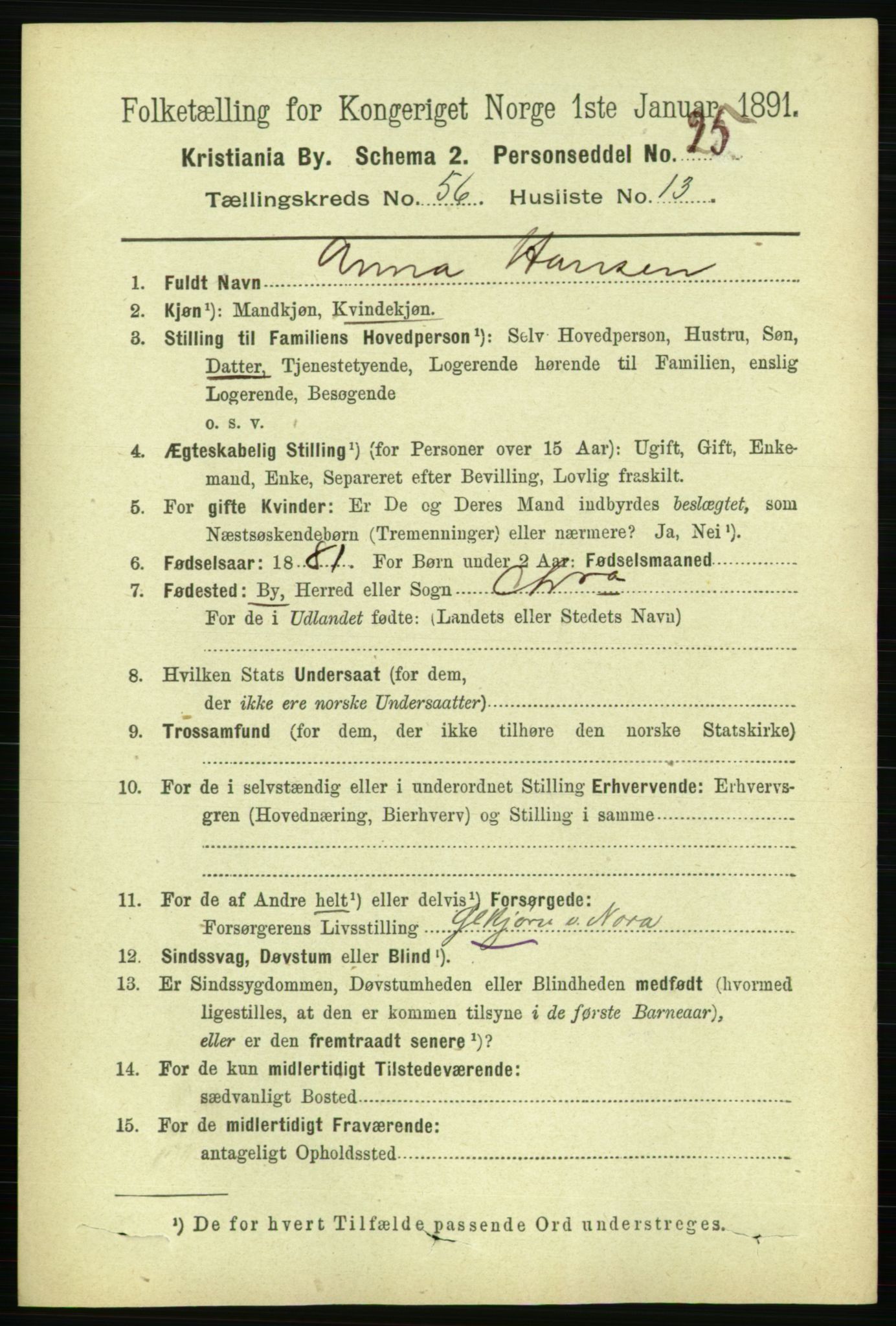 RA, 1891 census for 0301 Kristiania, 1891, p. 30408