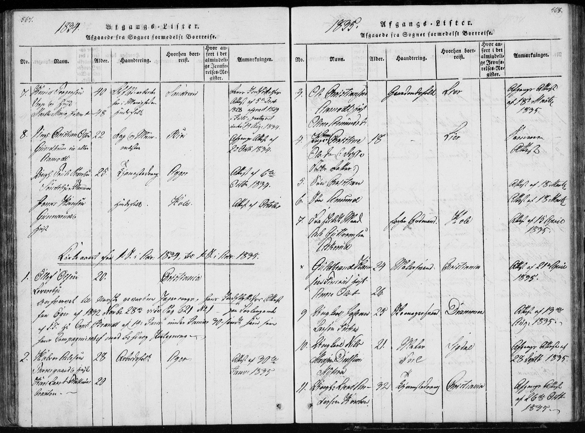 Modum kirkebøker, AV/SAKO-A-234/G/Ga/L0002: Parish register (copy) no. I 2, 1824-1832, p. 567-568