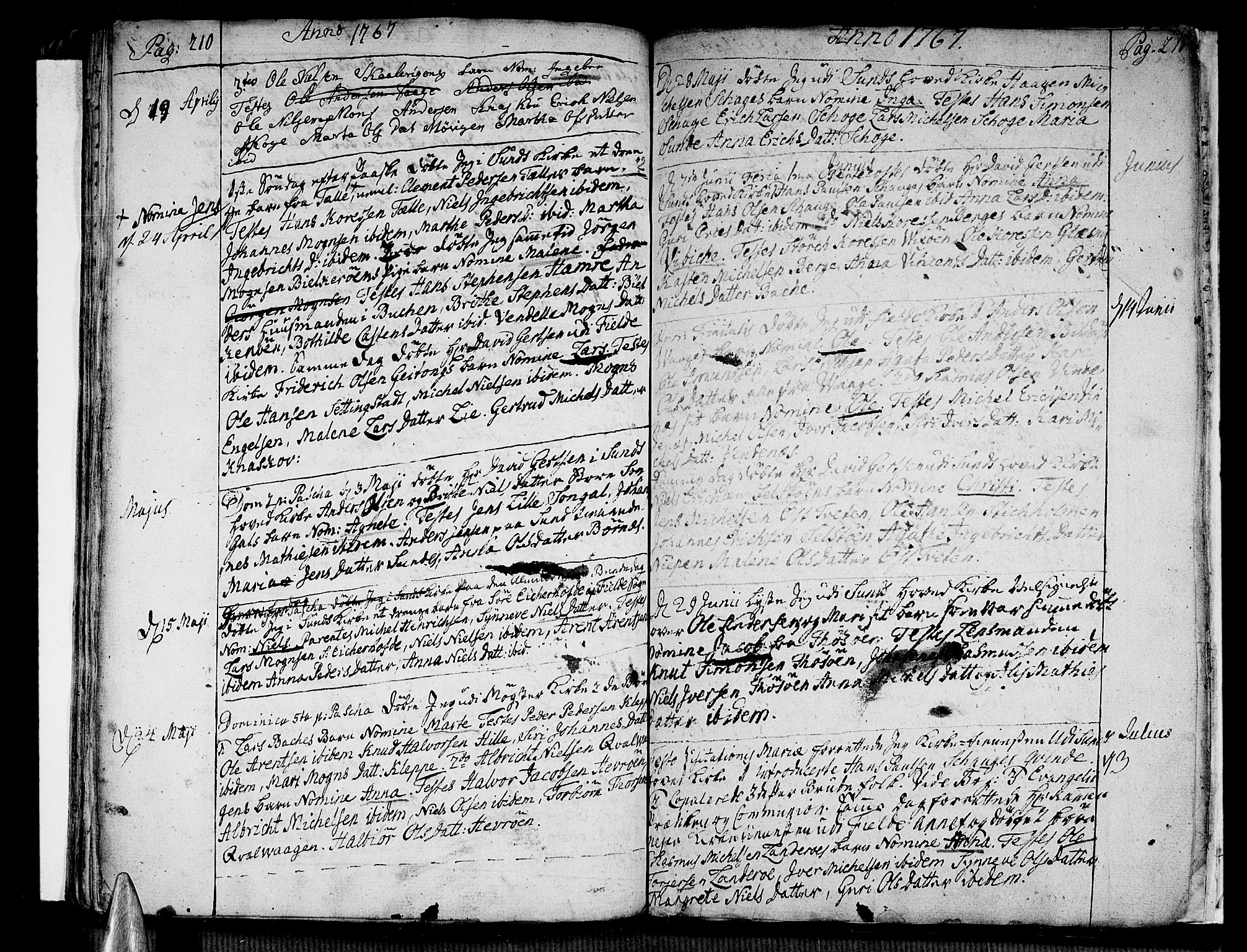 Sund sokneprestembete, AV/SAB-A-99930: Parish register (official) no. A 4, 1748-1769, p. 210-211