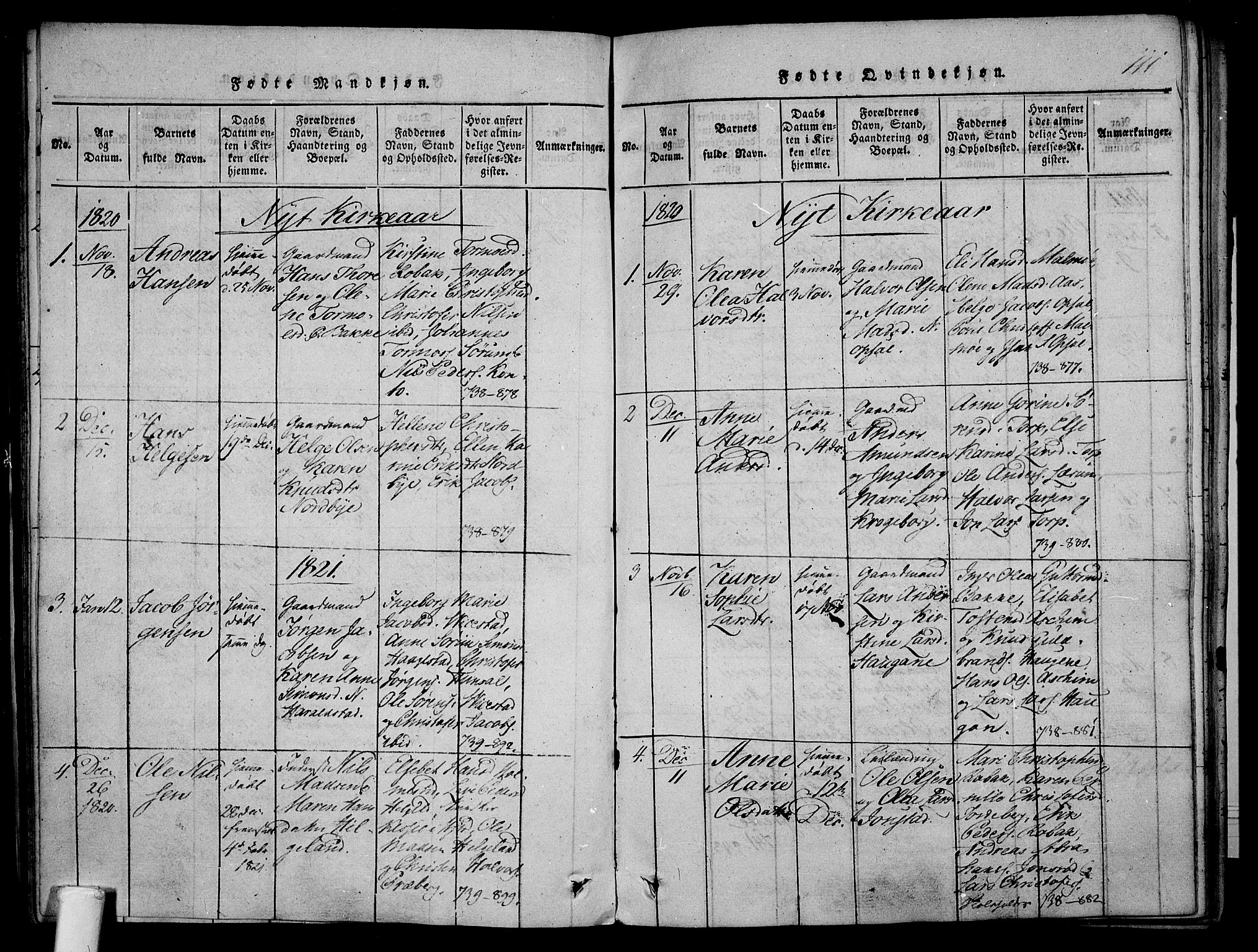 Våle kirkebøker, SAKO/A-334/F/Fa/L0007: Parish register (official) no. I 7, 1814-1824, p. 110-111