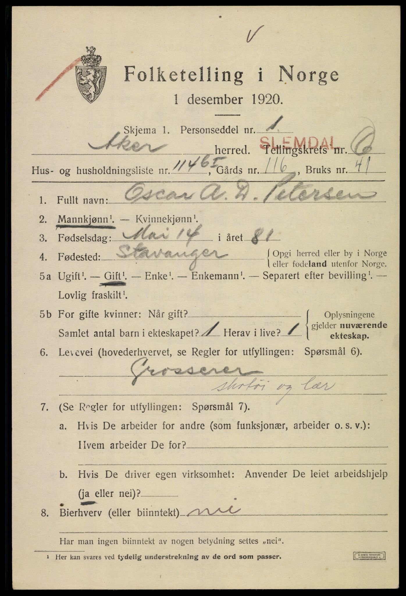 SAO, 1920 census for Aker, 1920, p. 33318