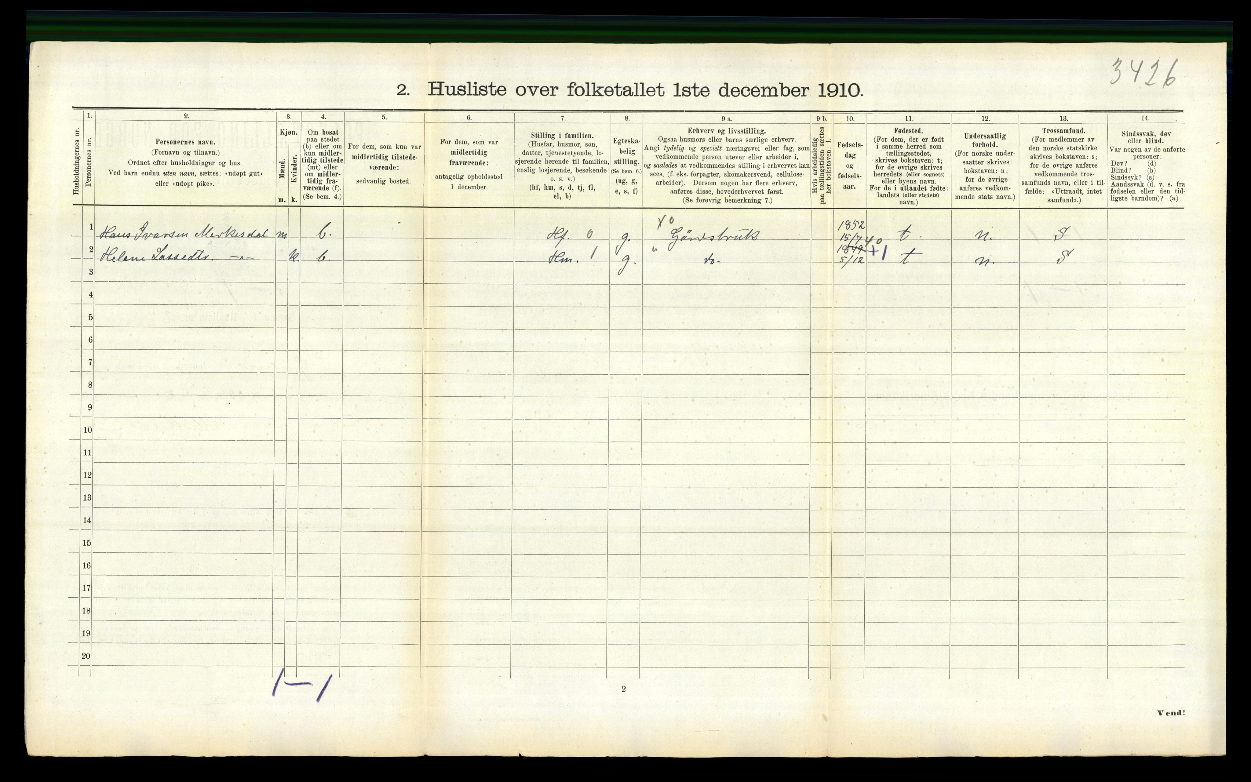 RA, 1910 census for Gulen, 1910, p. 671
