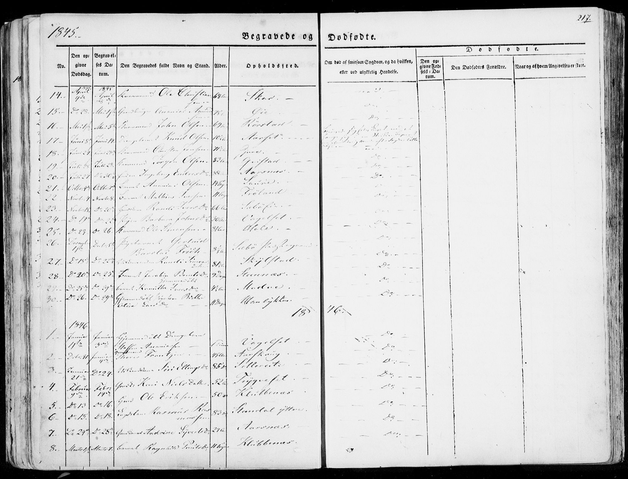 Ministerialprotokoller, klokkerbøker og fødselsregistre - Møre og Romsdal, SAT/A-1454/515/L0208: Parish register (official) no. 515A04, 1830-1846, p. 217