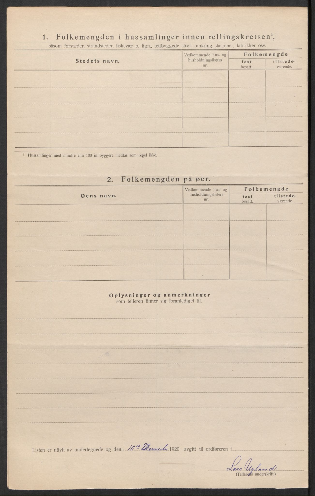 SAK, 1920 census for Froland, 1920, p. 11