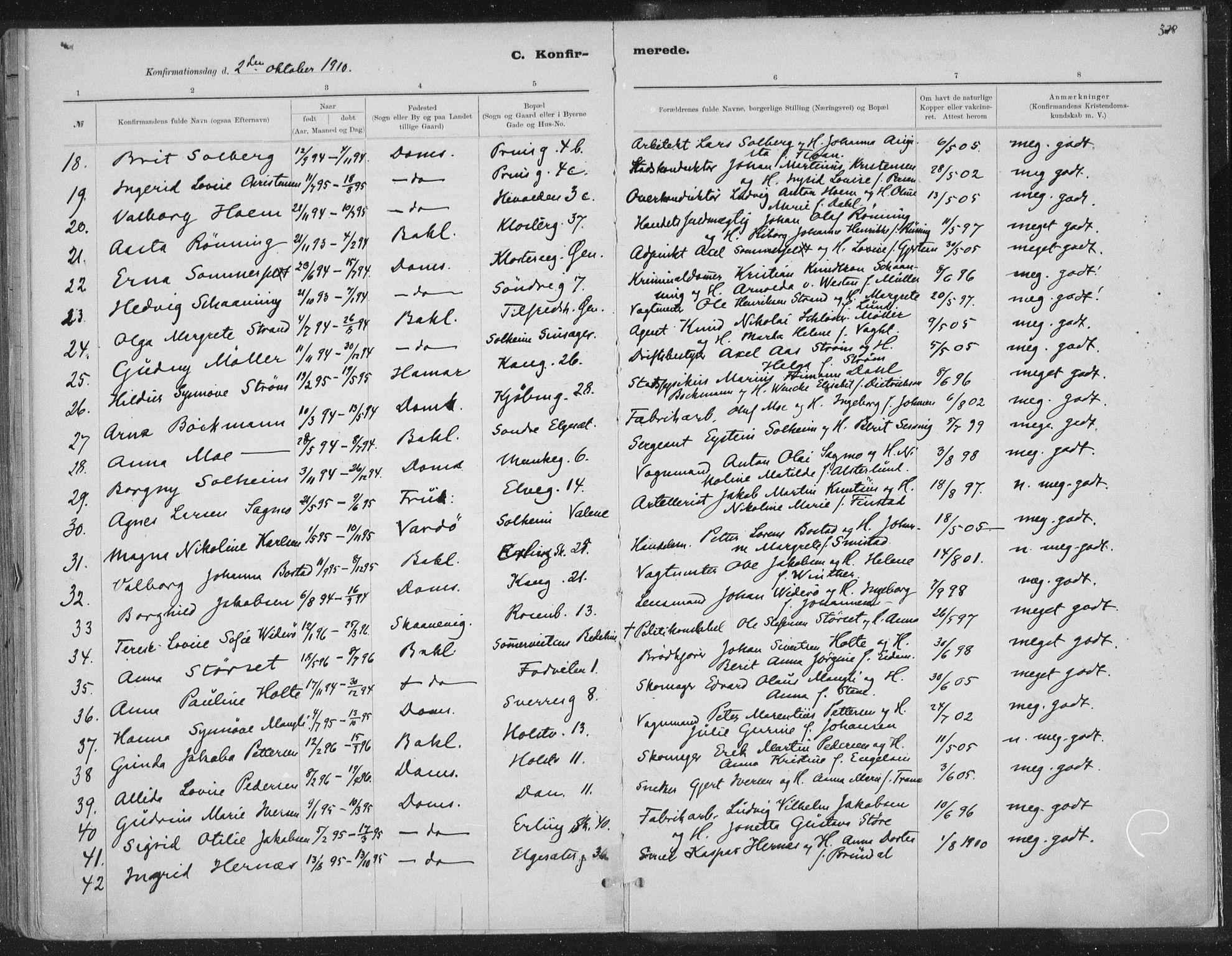 Ministerialprotokoller, klokkerbøker og fødselsregistre - Sør-Trøndelag, SAT/A-1456/601/L0062: Parish register (official) no. 601A30, 1891-1911, p. 378