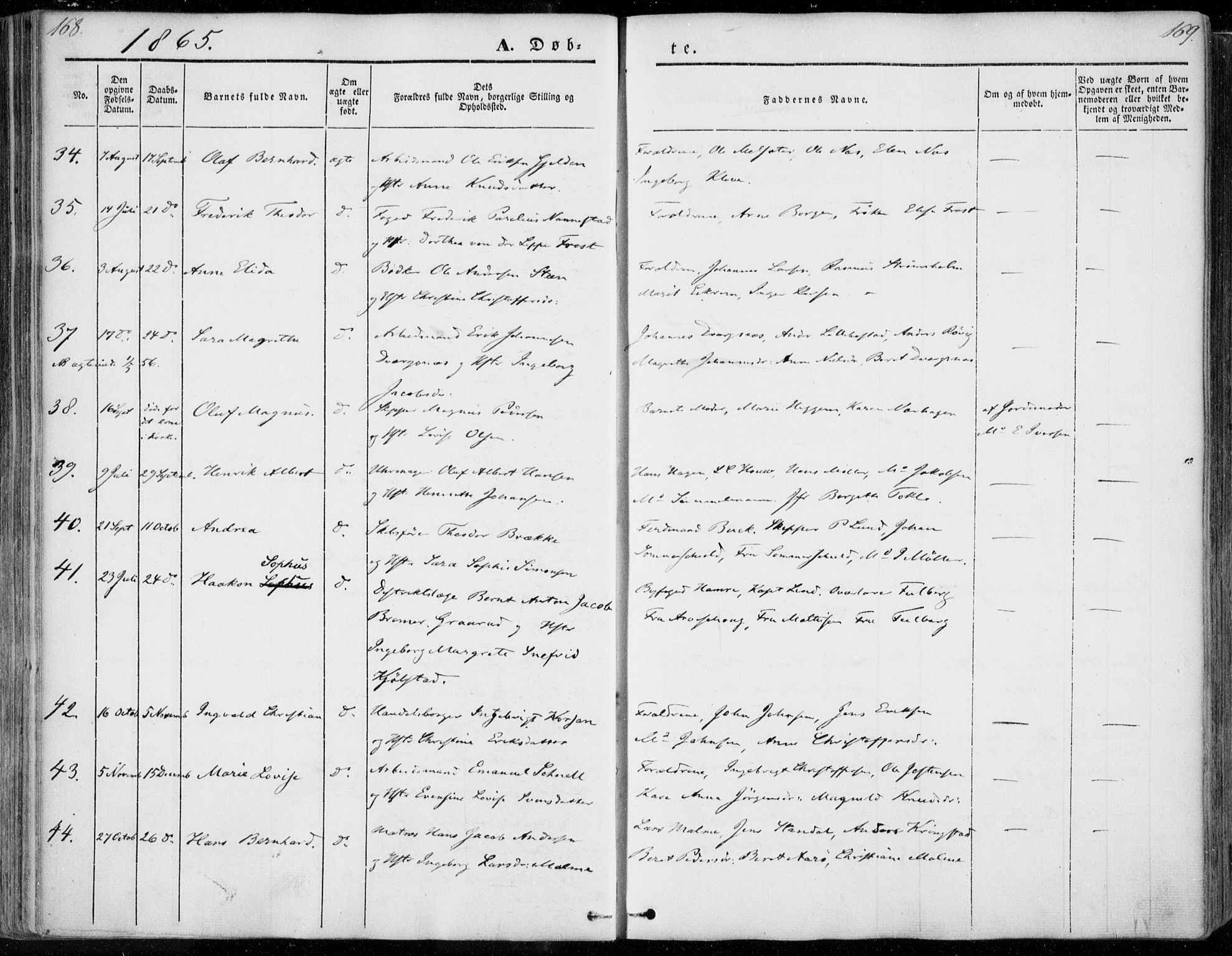 Ministerialprotokoller, klokkerbøker og fødselsregistre - Møre og Romsdal, SAT/A-1454/558/L0689: Parish register (official) no. 558A03, 1843-1872, p. 168-169