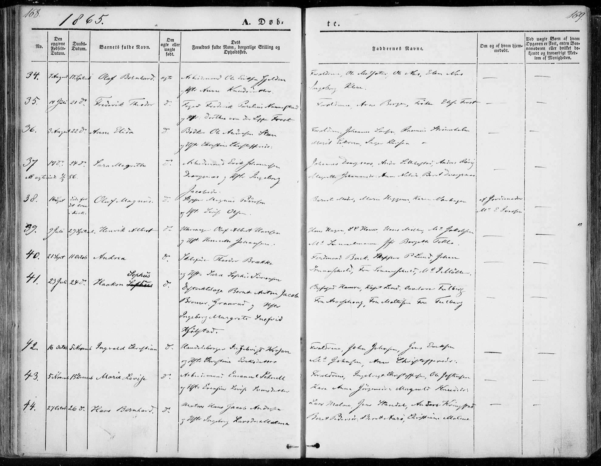 Ministerialprotokoller, klokkerbøker og fødselsregistre - Møre og Romsdal, AV/SAT-A-1454/558/L0689: Parish register (official) no. 558A03, 1843-1872, p. 168-169