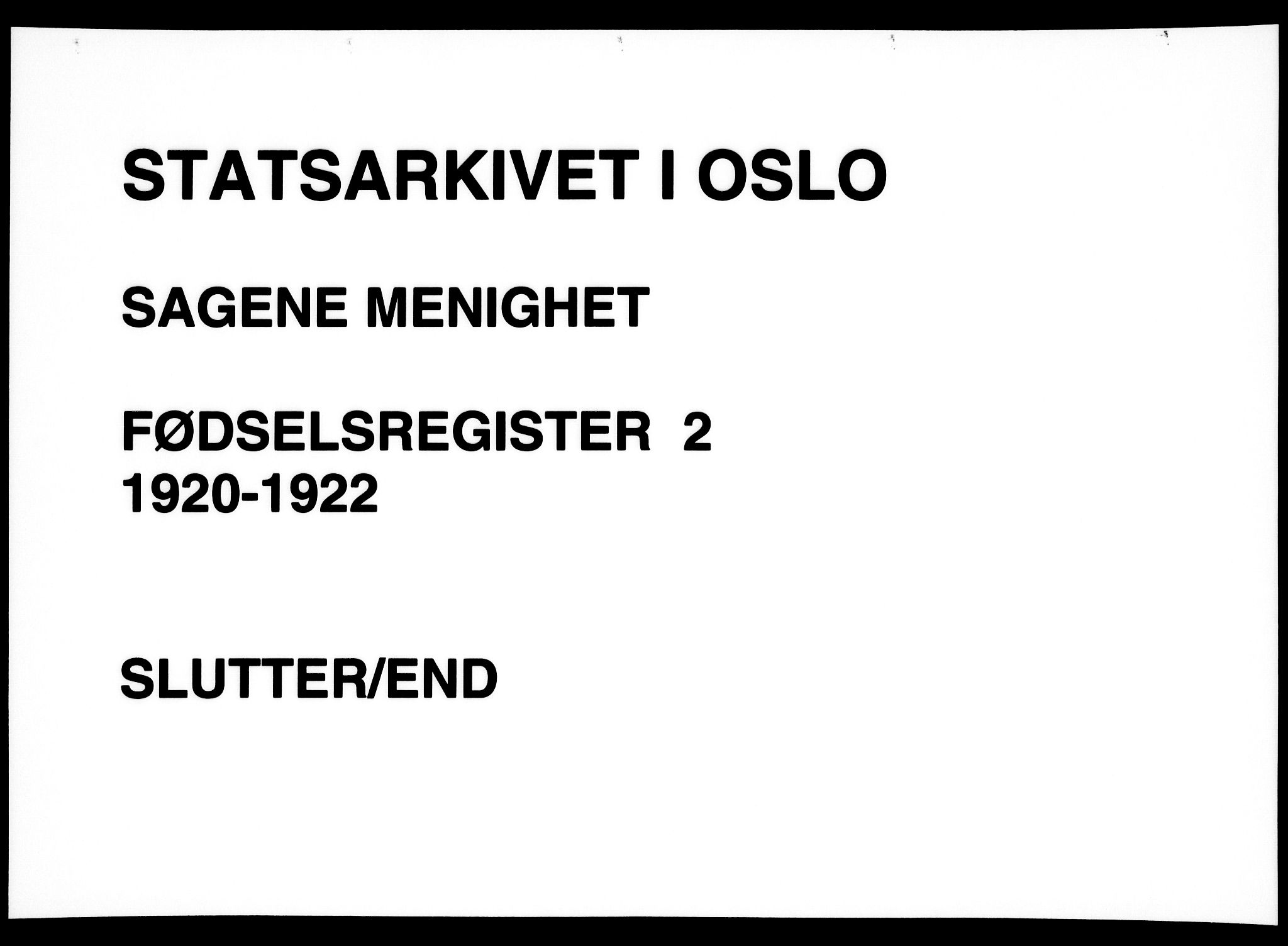 Sagene prestekontor Kirkebøker, SAO/A-10796/J/L0002: Birth register no. 2, 1920-1922
