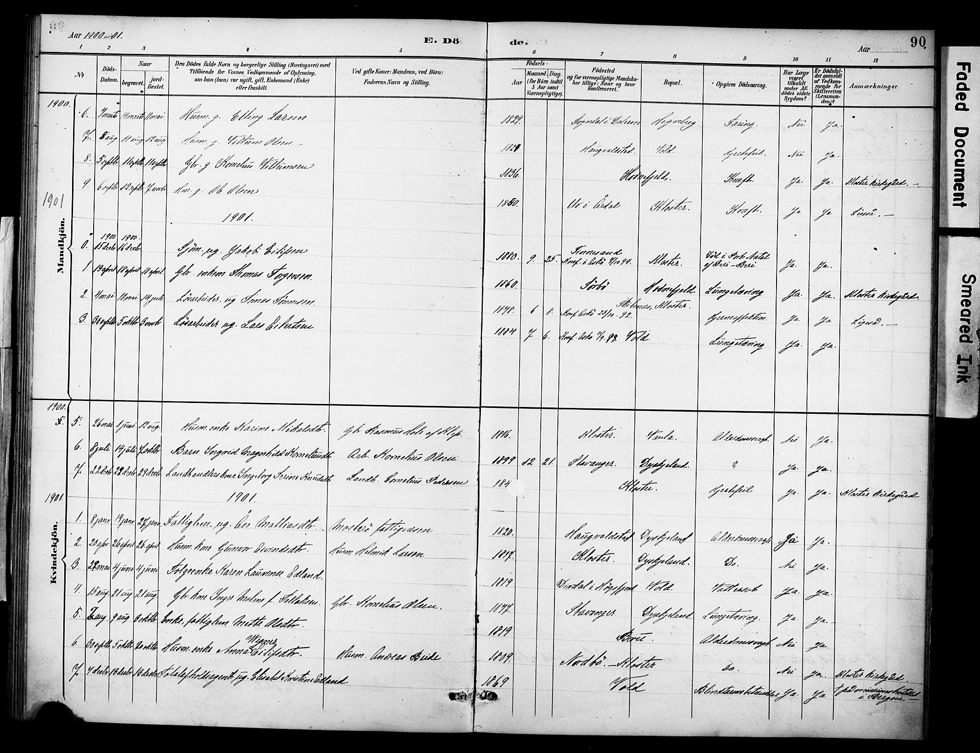 Rennesøy sokneprestkontor, AV/SAST-A -101827/H/Ha/Haa/L0015: Parish register (official) no. A 15, 1891-1908, p. 90