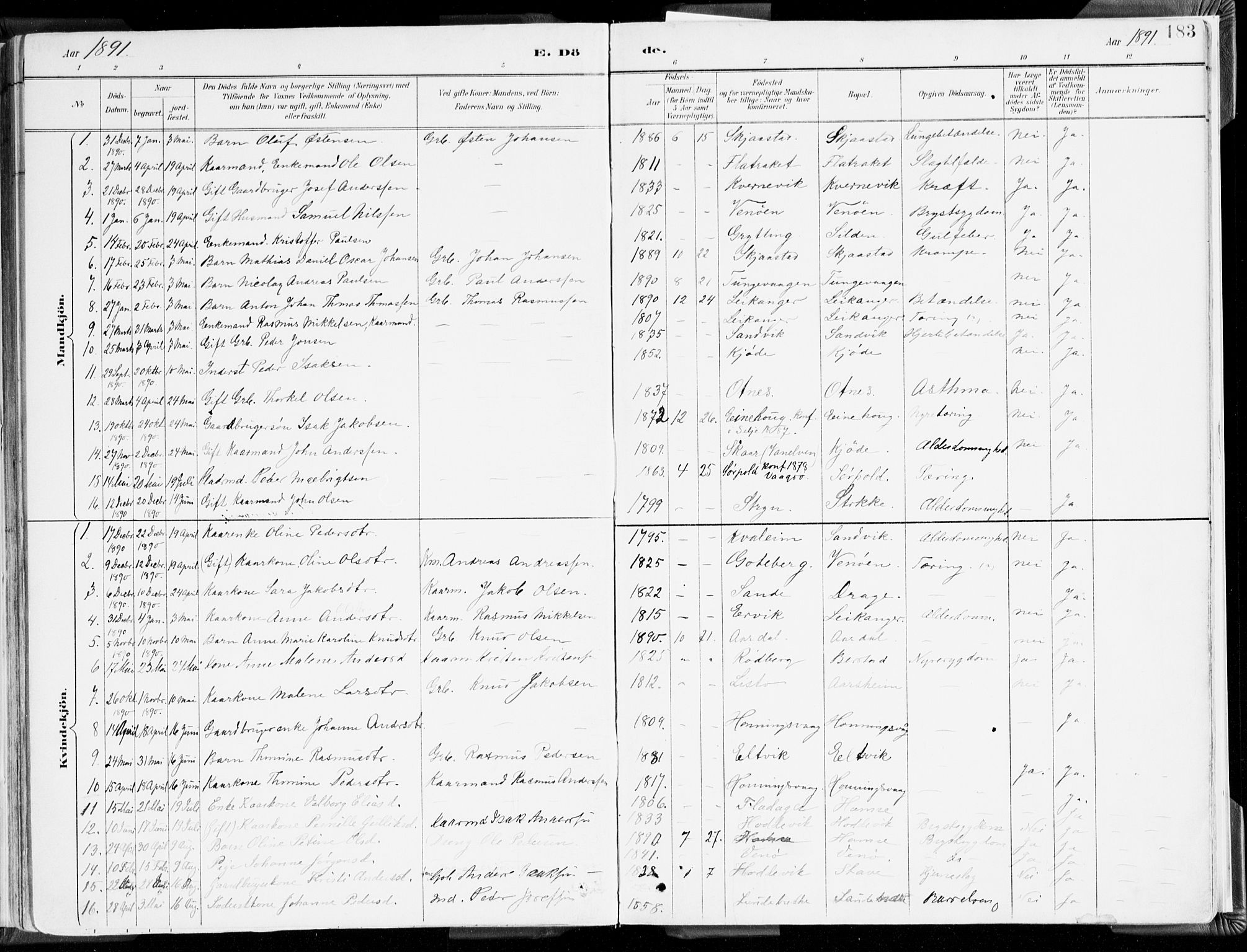 Selje sokneprestembete, SAB/A-99938/H/Ha/Haa/Haab: Parish register (official) no. B 2, 1891-1907, p. 183