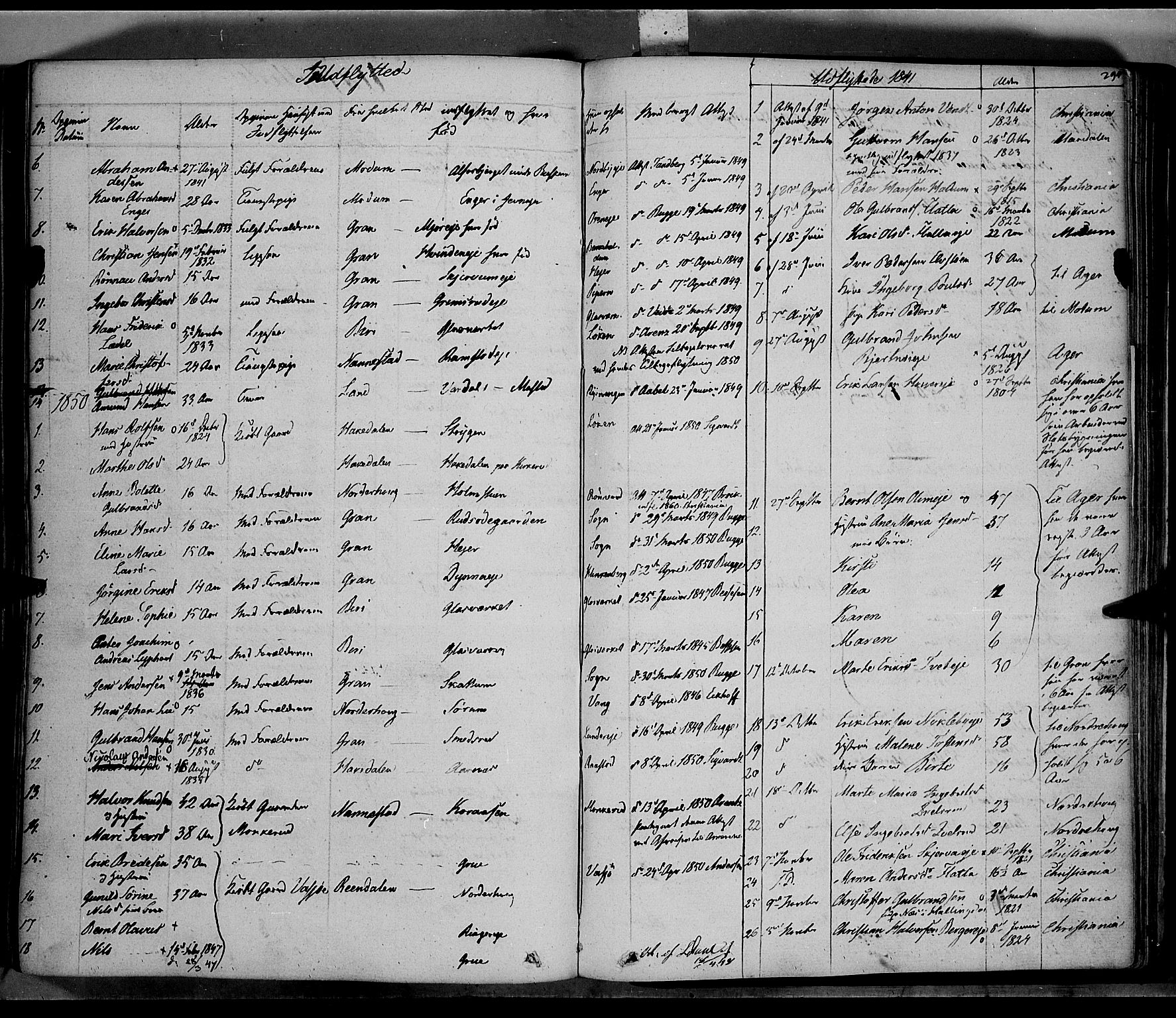 Jevnaker prestekontor, SAH/PREST-116/H/Ha/Haa/L0006: Parish register (official) no. 6, 1837-1857, p. 294