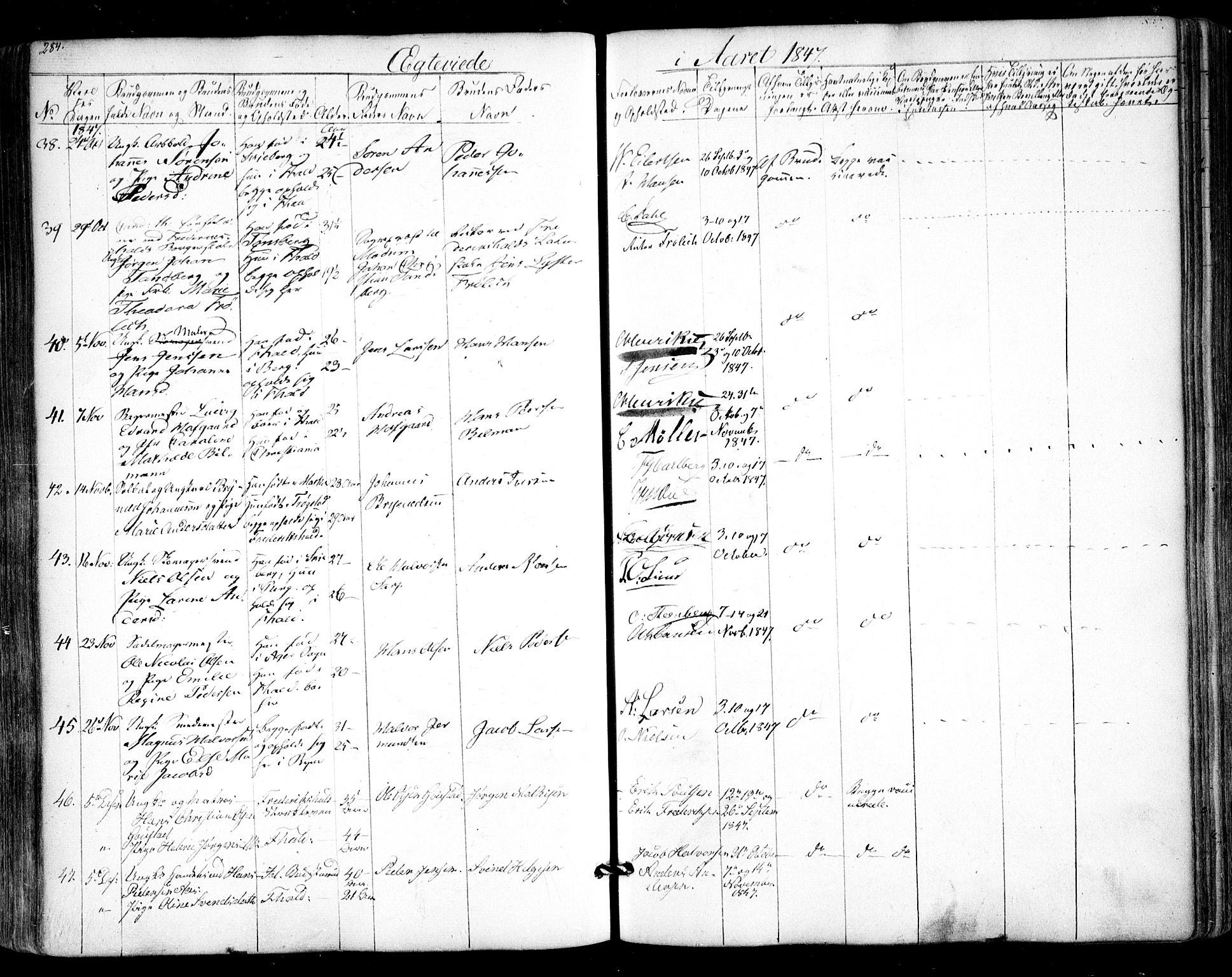 Halden prestekontor Kirkebøker, SAO/A-10909/F/Fa/L0006: Parish register (official) no. I 6, 1845-1856, p. 284