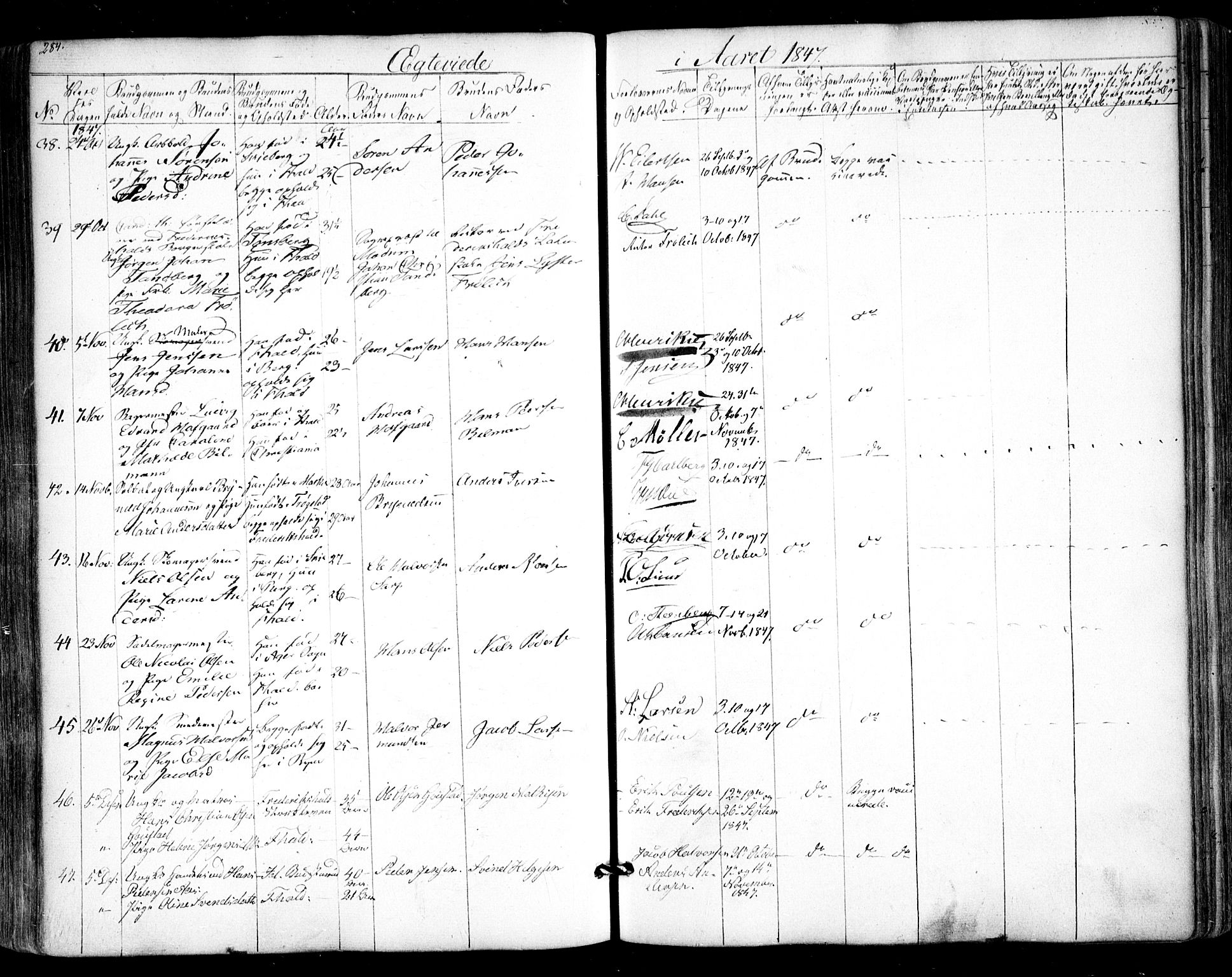 Halden prestekontor Kirkebøker, AV/SAO-A-10909/F/Fa/L0006: Parish register (official) no. I 6, 1845-1856, p. 284