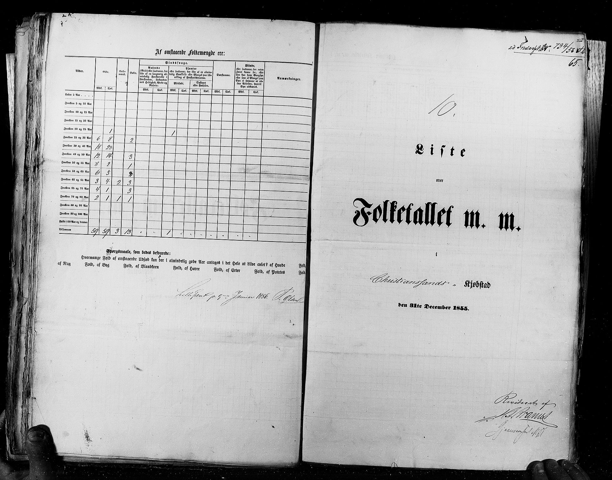 RA, Census 1855, vol. 8: Risør-Vadsø, 1855, p. 65