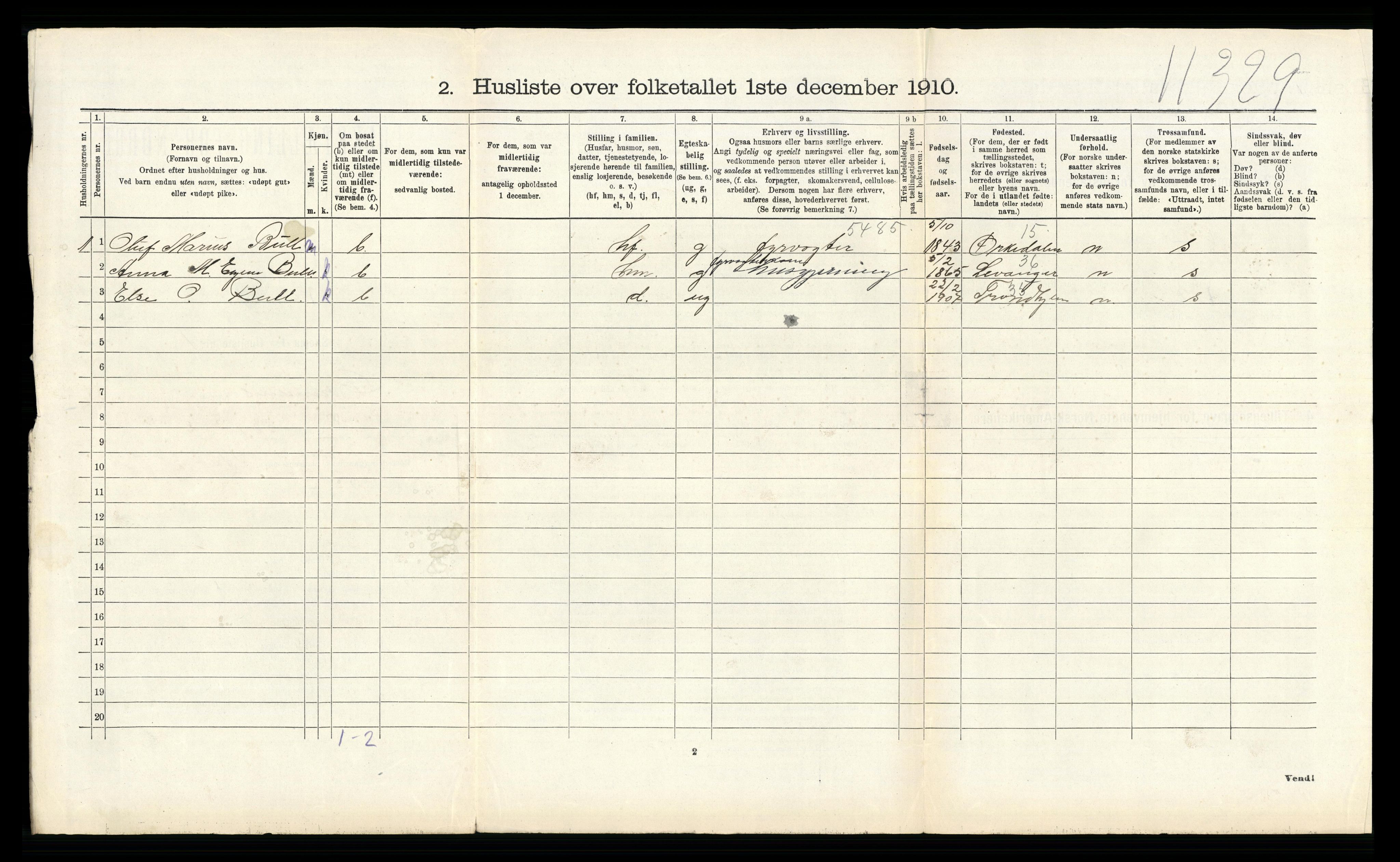 RA, 1910 census for Bremsnes, 1910, p. 725