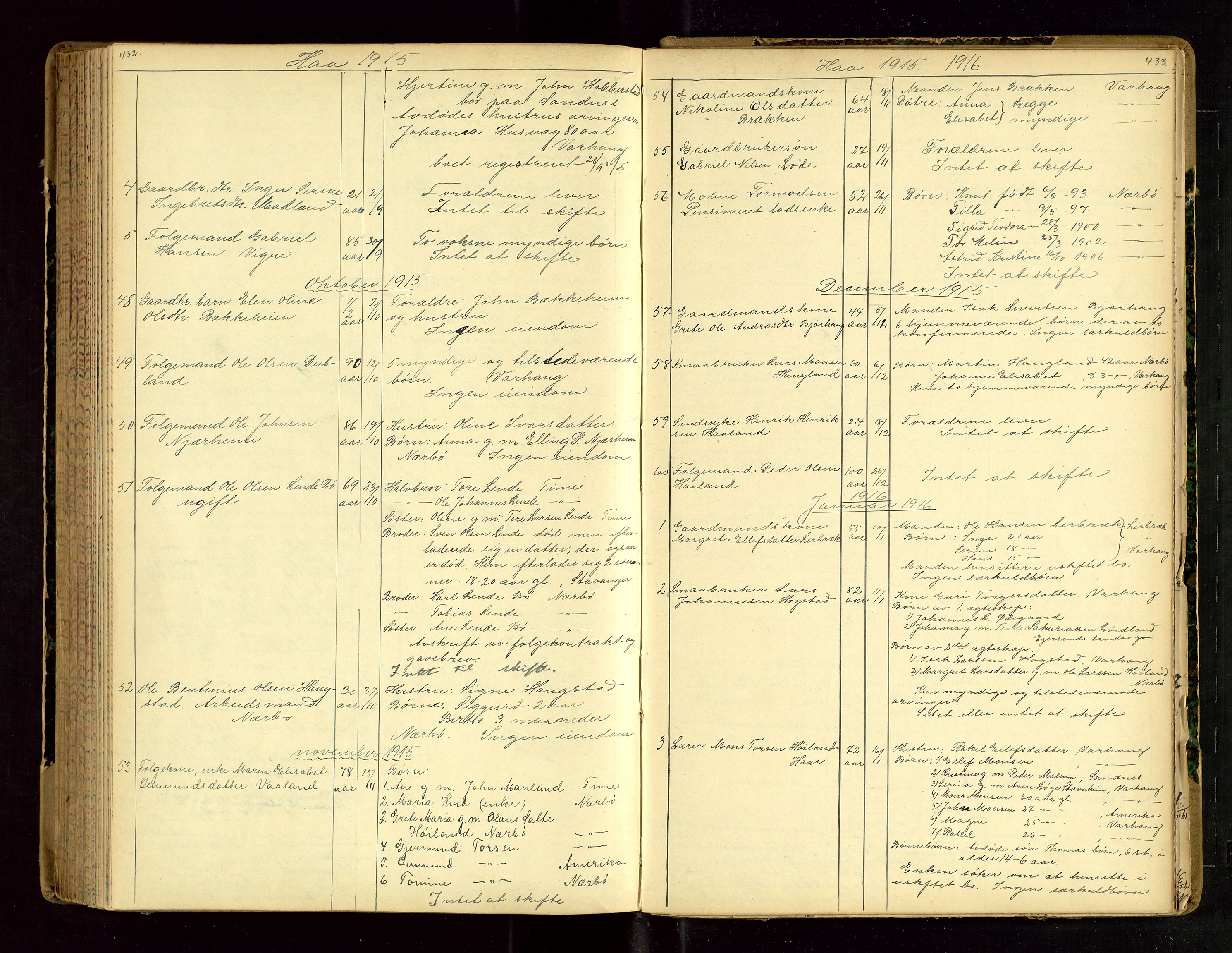 Jæren sorenskriveri, AV/SAST-A-100310/01/5/52/52B/L0003: DØDSFALLPROTOKOLL, 1910-1916, p. 432-433