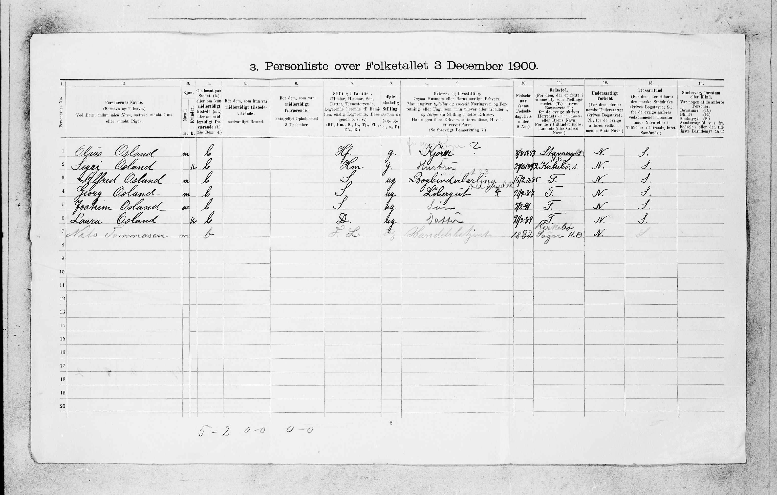 SAB, 1900 census for Bergen, 1900, p. 8439