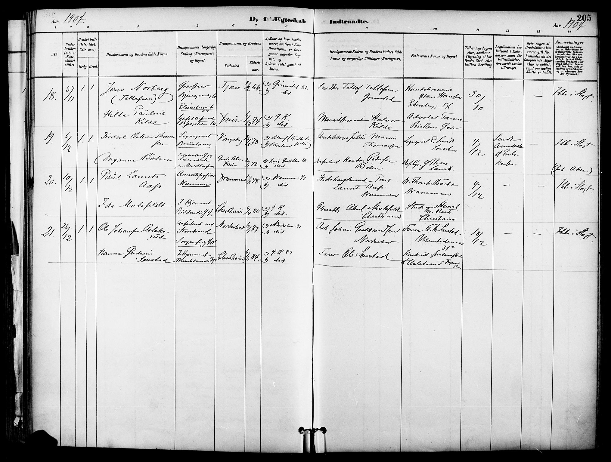 Garnisonsmenigheten Kirkebøker, SAO/A-10846/F/Fa/L0013: Parish register (official) no. 13, 1894-1904, p. 205