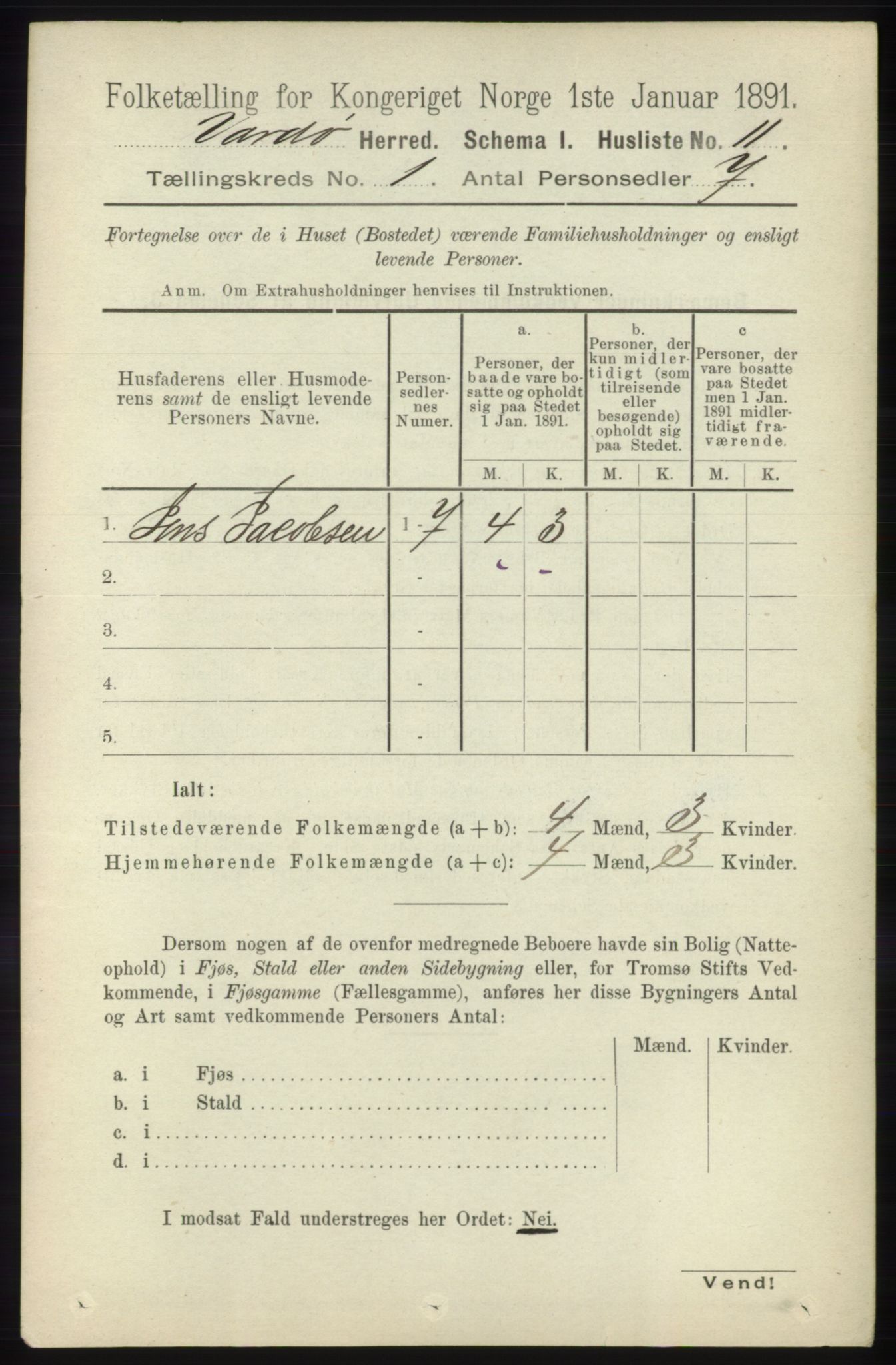 RA, 1891 census for 2028 Vardø, 1891, p. 26