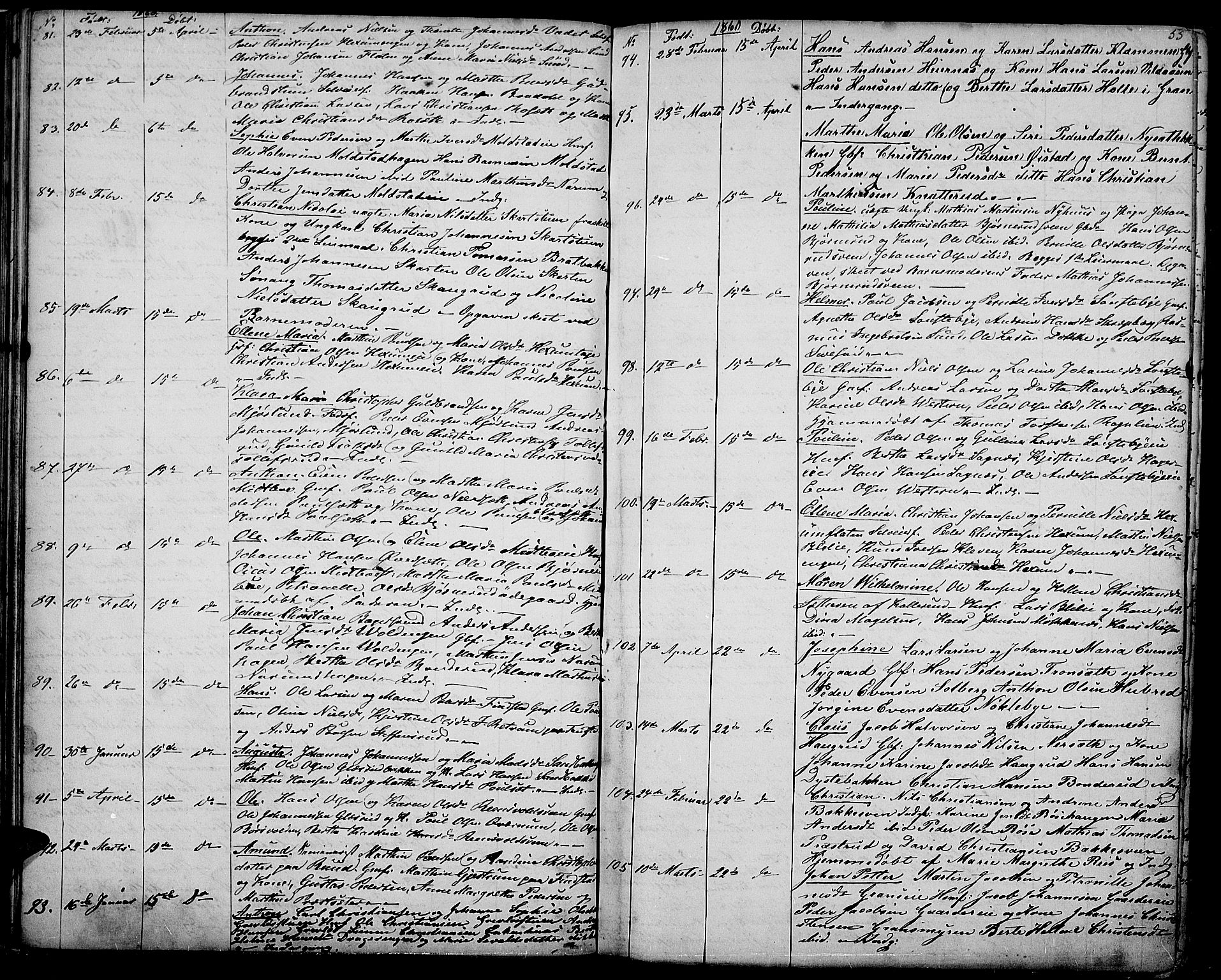 Vestre Toten prestekontor, SAH/PREST-108/H/Ha/Hab/L0005: Parish register (copy) no. 5, 1854-1870, p. 55