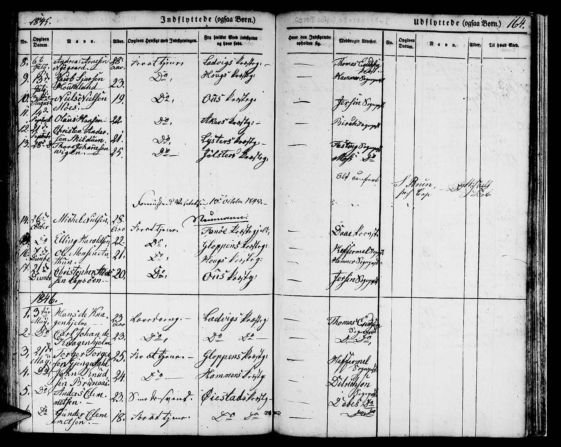 Domkirken sokneprestembete, SAB/A-74801/H/Hab/L0029: Parish register (copy) no. D 1, 1839-1857, p. 164