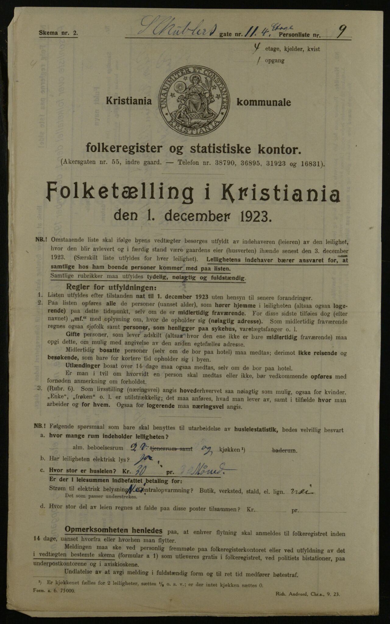 OBA, Municipal Census 1923 for Kristiania, 1923, p. 103026