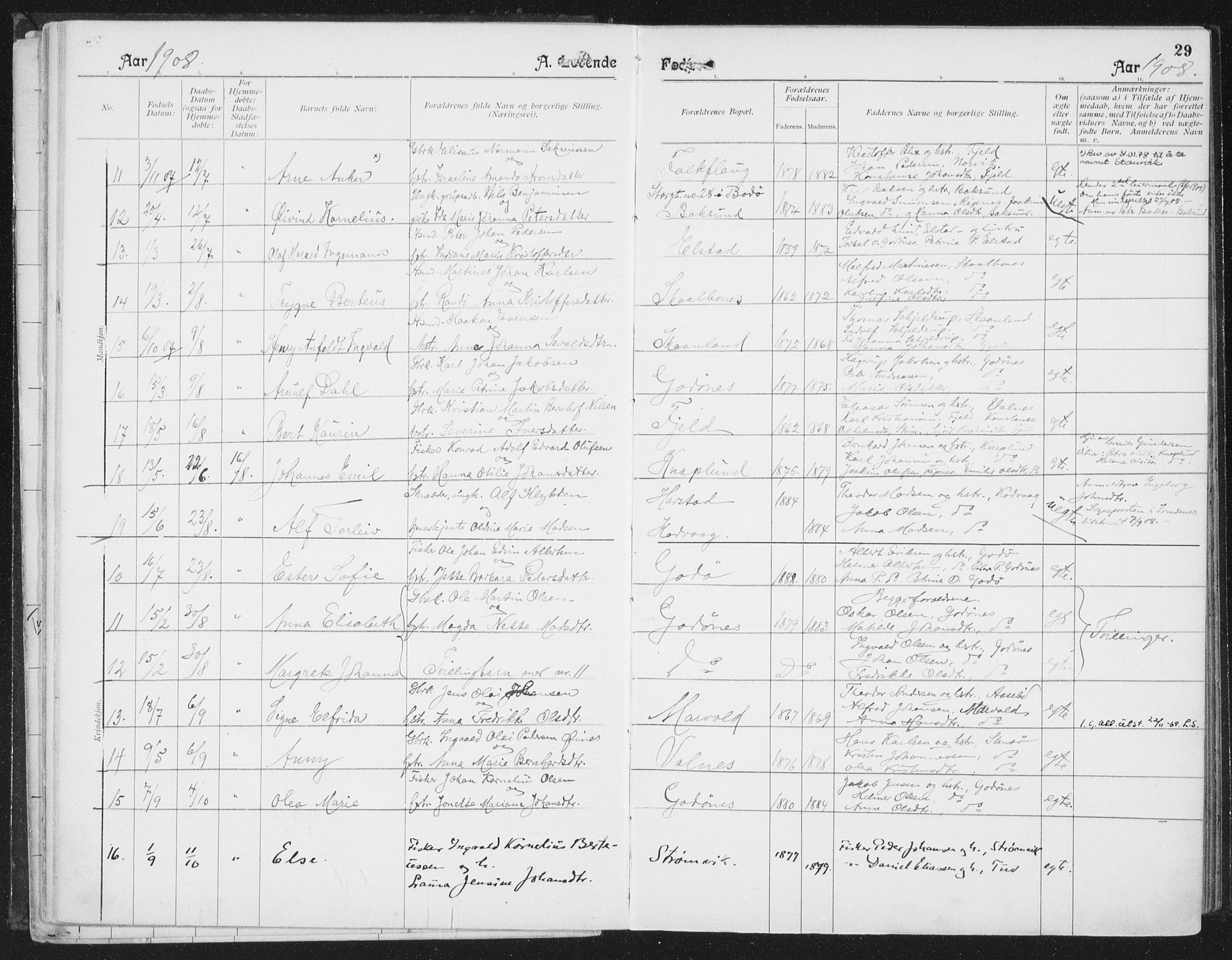 Ministerialprotokoller, klokkerbøker og fødselsregistre - Nordland, SAT/A-1459/804/L0081: Parish register (official) no. 804A02, 1901-1915, p. 29