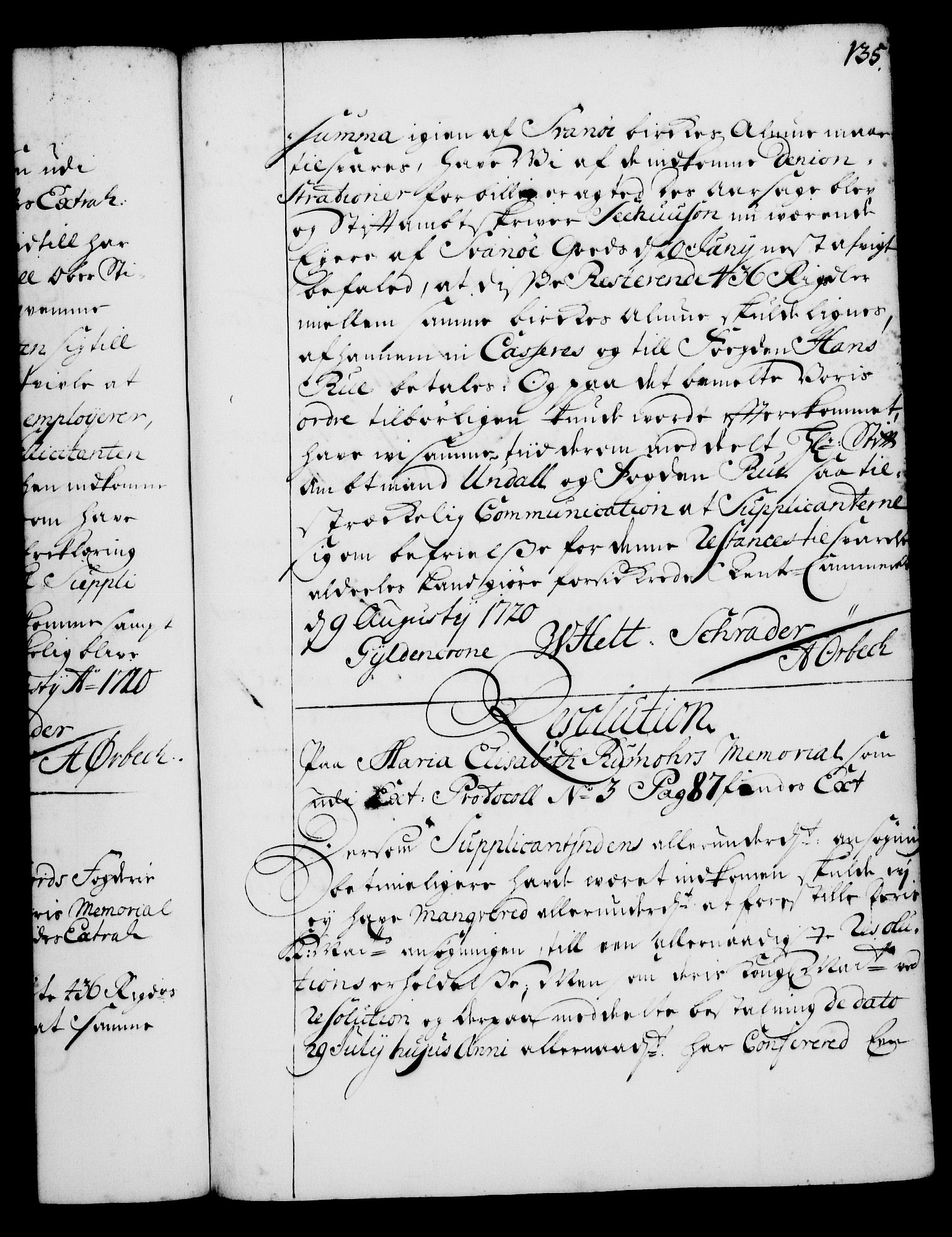 Rentekammeret, Kammerkanselliet, RA/EA-3111/G/Gg/Gga/L0001: Norsk ekspedisjonsprotokoll med register (merket RK 53.1), 1720-1723, p. 135