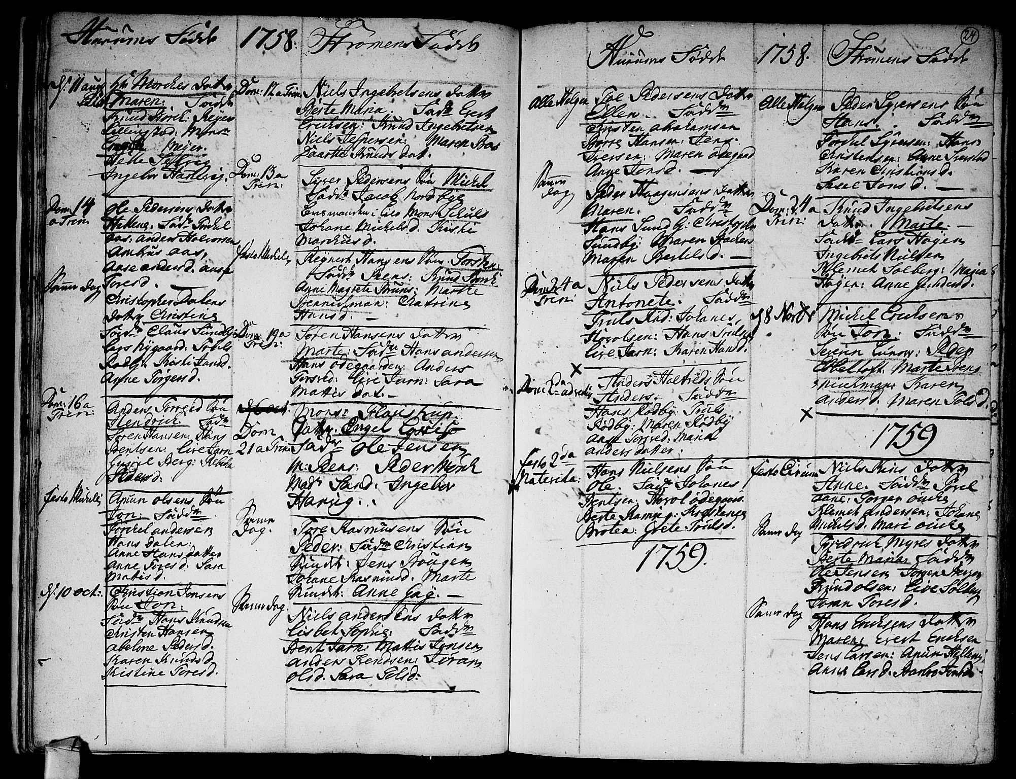 Hurum kirkebøker, SAKO/A-229/F/Fa/L0006: Parish register (official) no. 6, 1756-1770, p. 24