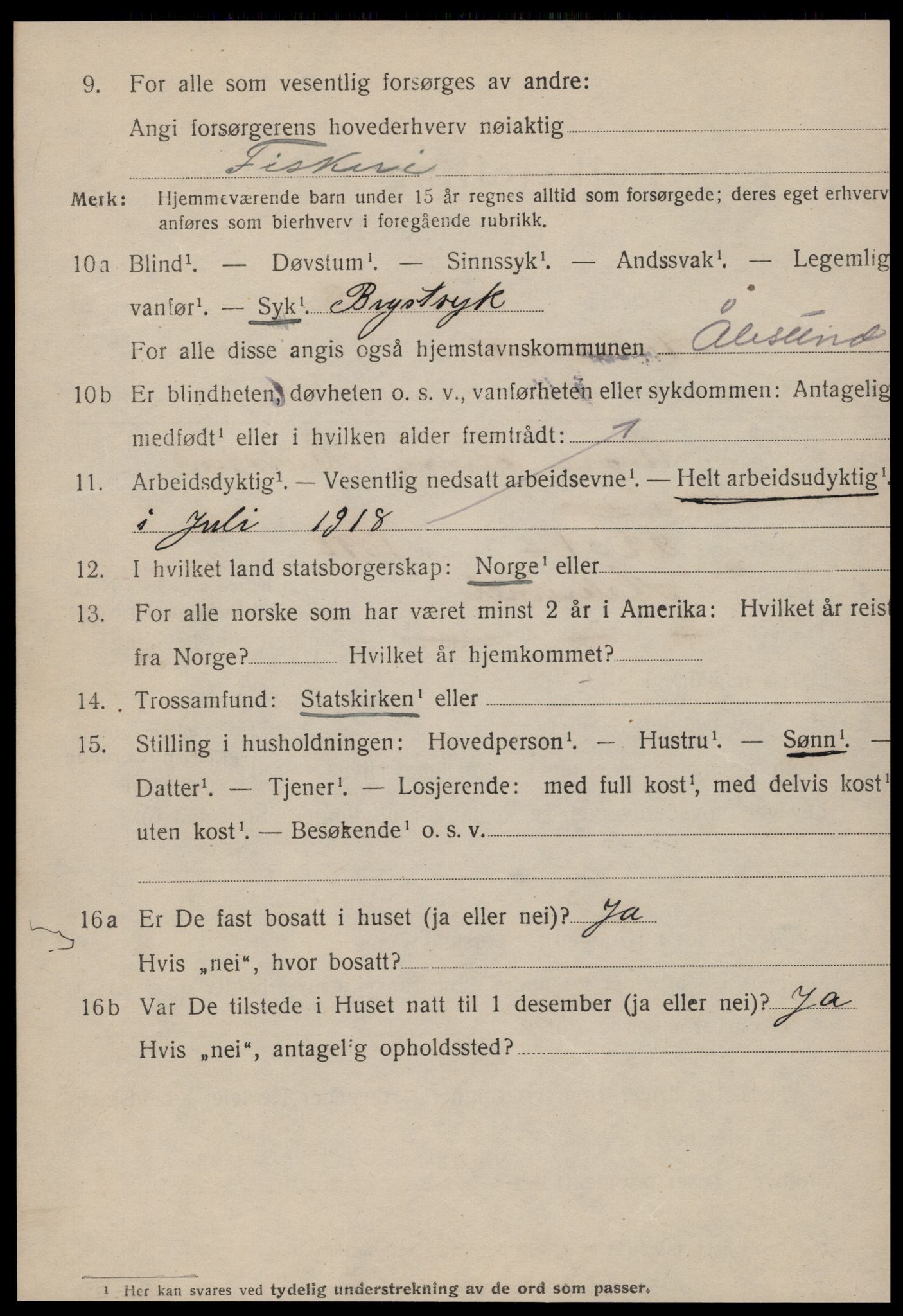SAT, 1920 census for Ålesund, 1920, p. 18077