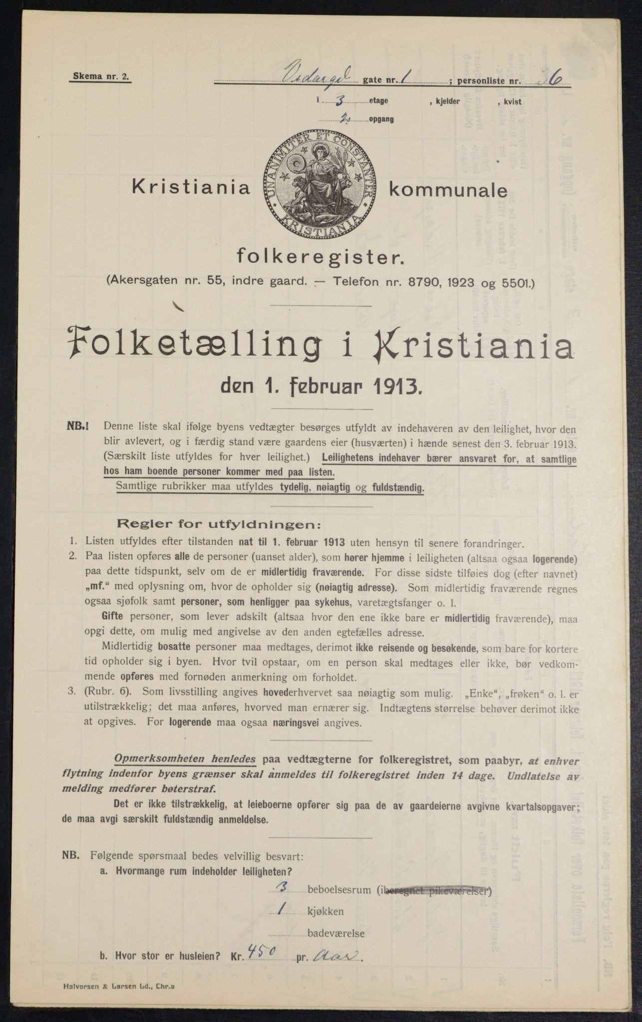 OBA, Municipal Census 1913 for Kristiania, 1913, p. 123442