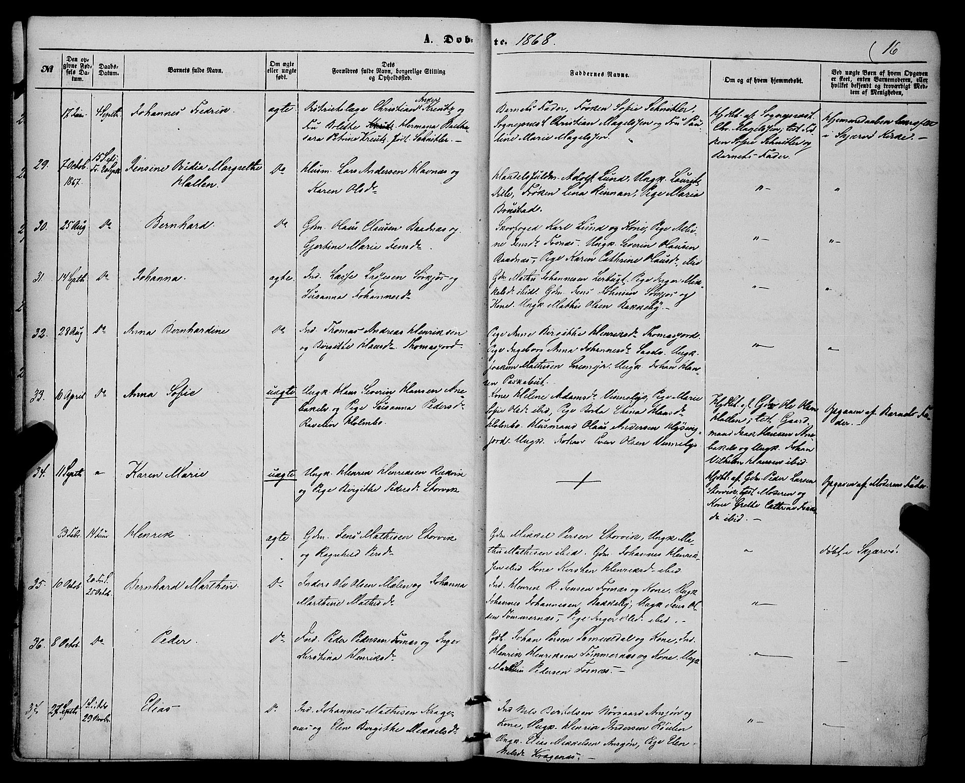Skjervøy sokneprestkontor, SATØ/S-1300/H/Ha/Haa/L0013kirke: Parish register (official) no. 13, 1863-1877, p. 16
