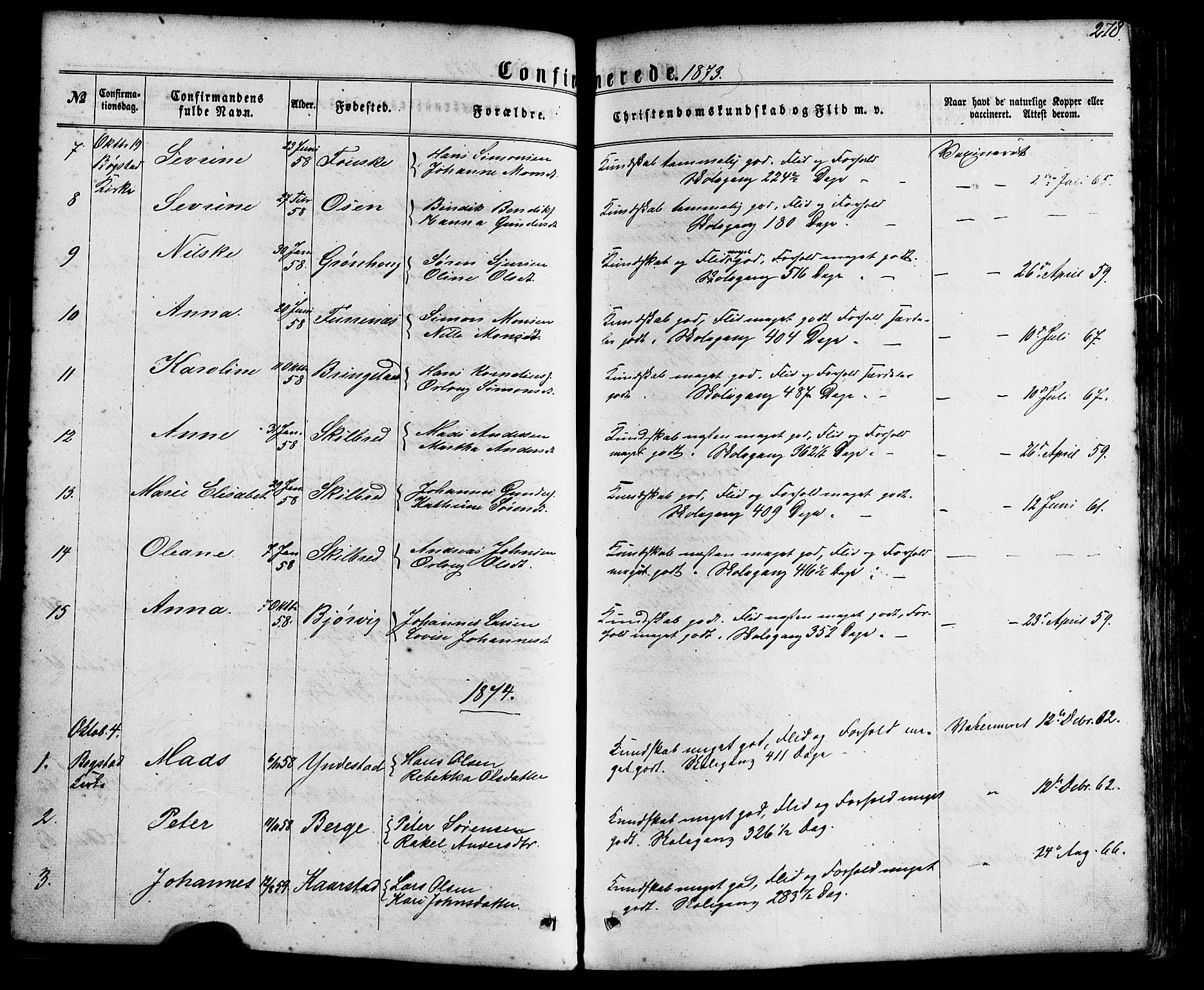 Gaular sokneprestembete, SAB/A-80001/H/Haa: Parish register (official) no. A 5, 1860-1881, p. 278