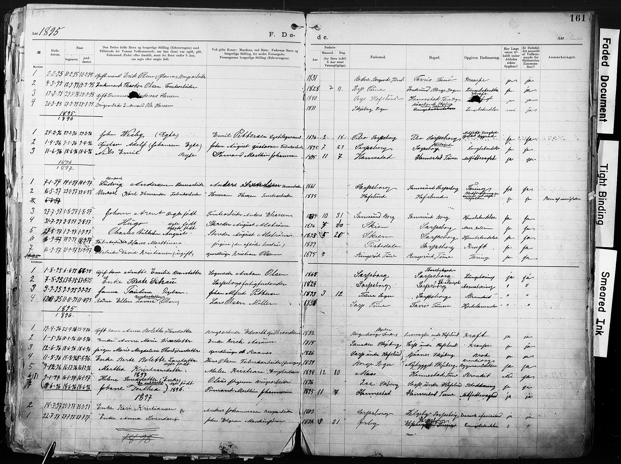 Sarpsborg metodistkirke, SAO/PAO-0233/A/L0004: Dissenter register no. 4, 1892-1923, p. 161