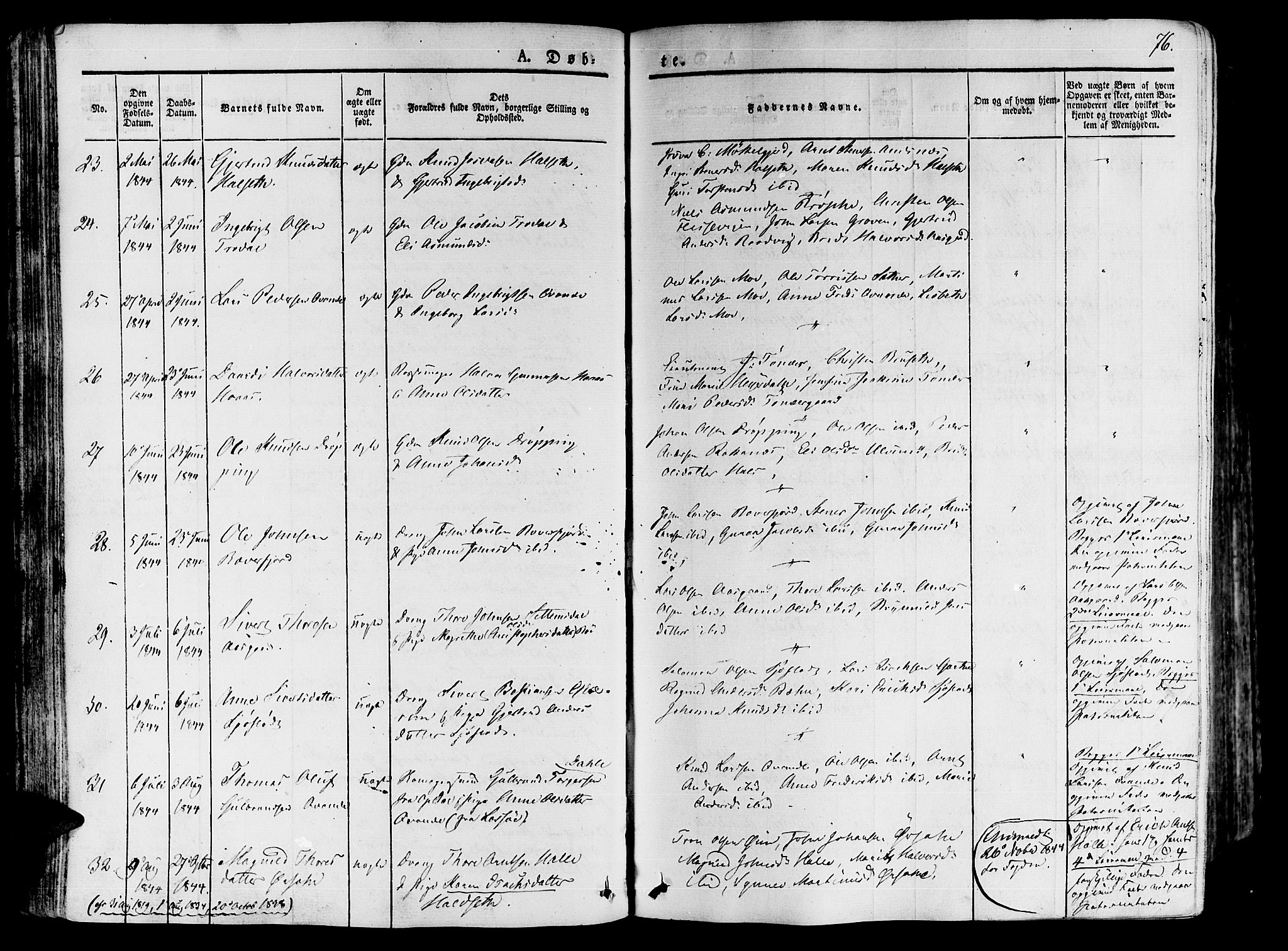 Ministerialprotokoller, klokkerbøker og fødselsregistre - Møre og Romsdal, AV/SAT-A-1454/592/L1024: Parish register (official) no. 592A03 /1, 1831-1849, p. 76