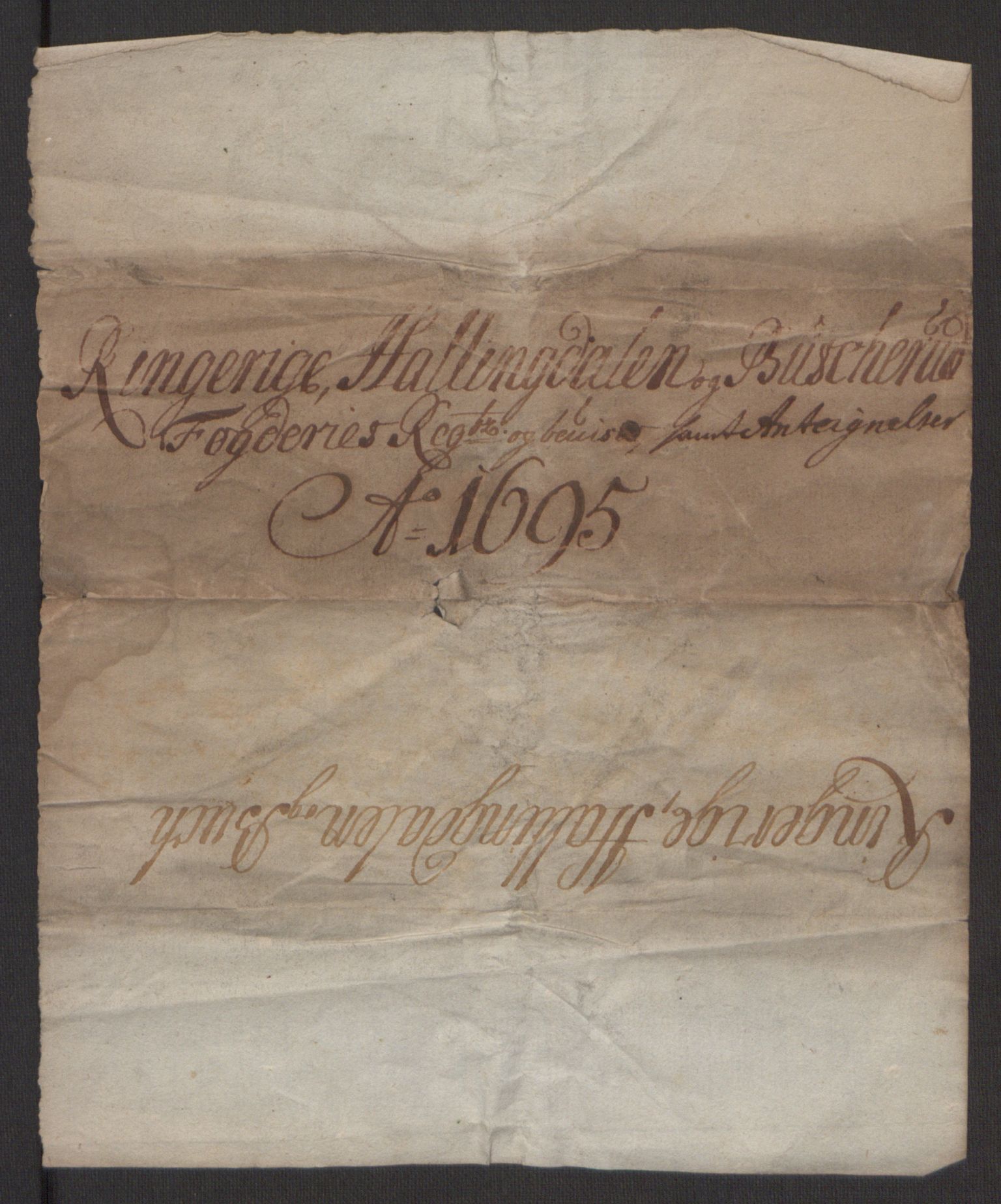 Rentekammeret inntil 1814, Reviderte regnskaper, Fogderegnskap, RA/EA-4092/R22/L1452: Fogderegnskap Ringerike, Hallingdal og Buskerud, 1695, p. 3