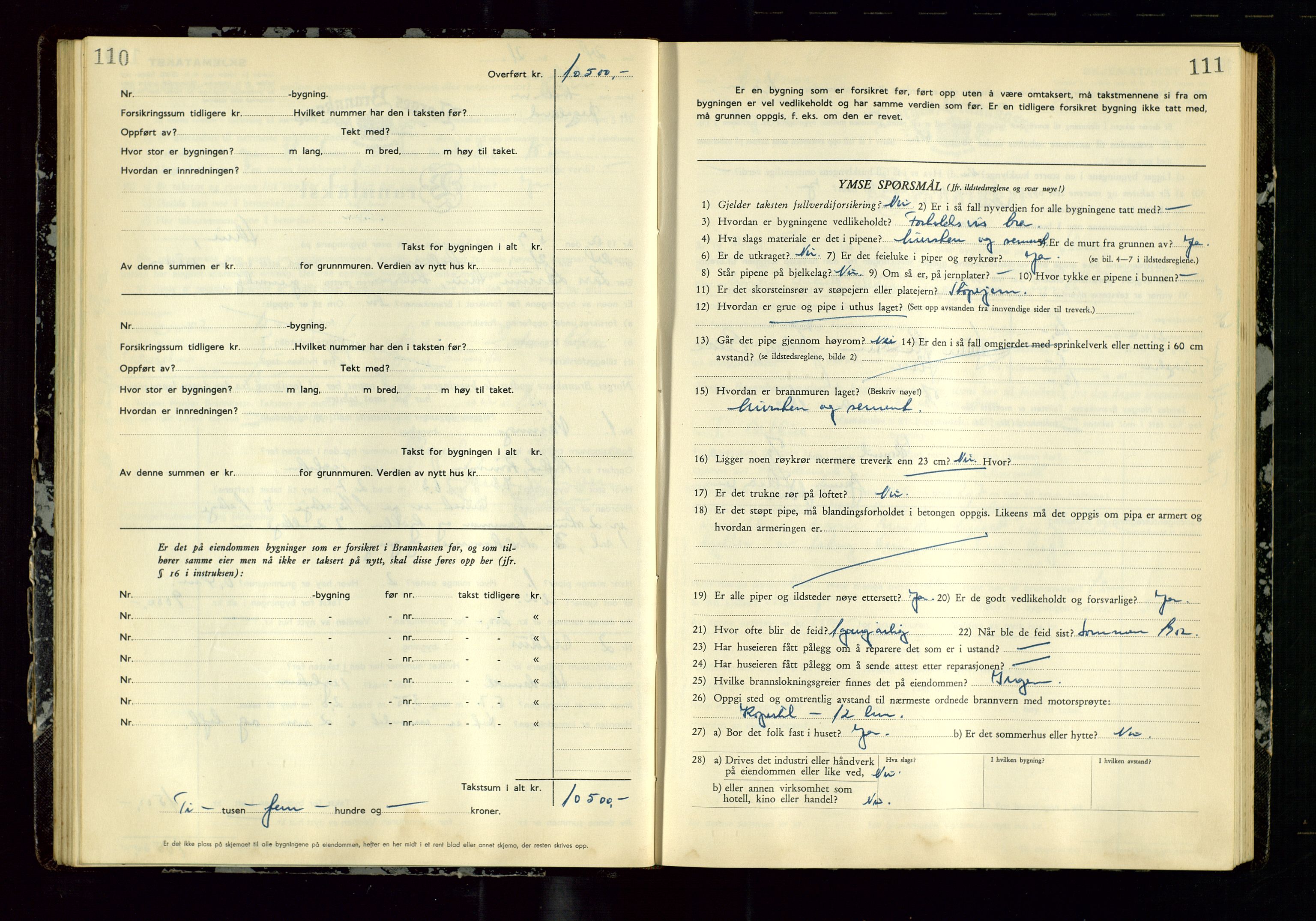 Avaldsnes lensmannskontor, AV/SAST-A-100286/Gob/L0003: "Branntakstprotokoll for Avaldsnes lensmannsdistrikt ", 1950-1952, p. 110-111