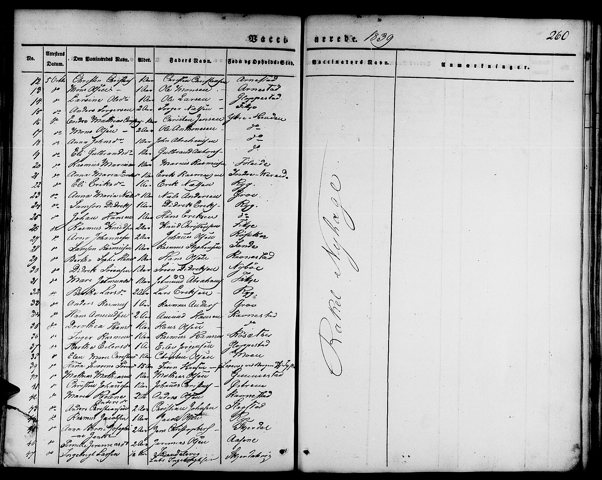 Gloppen sokneprestembete, AV/SAB-A-80101/H/Haa/Haaa/L0007: Parish register (official) no. A 7, 1827-1837, p. 260