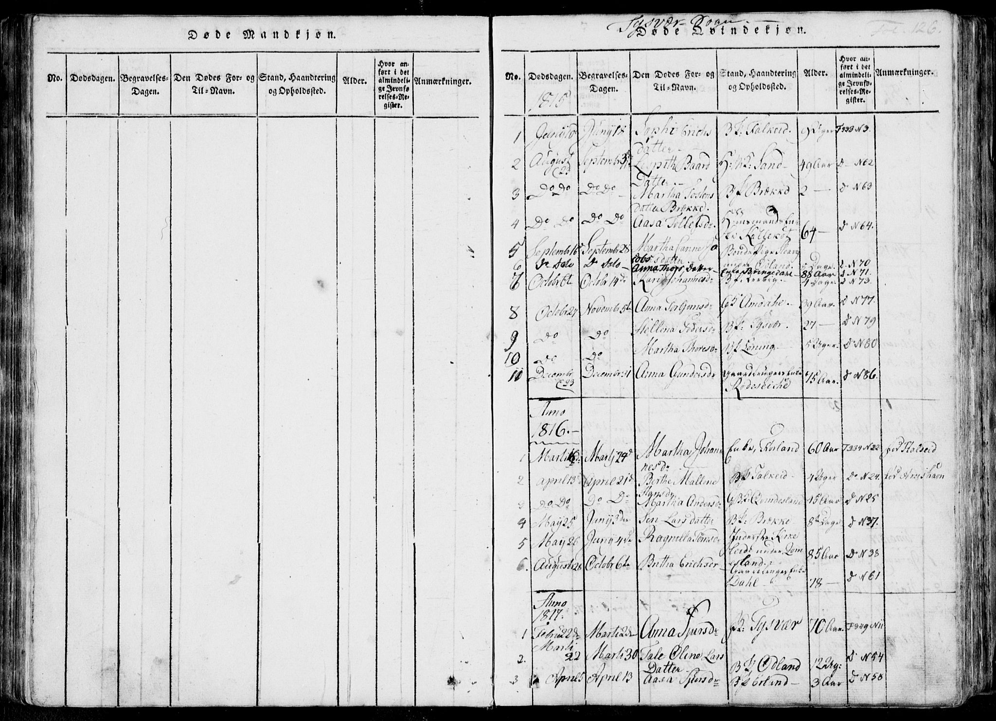 Skjold sokneprestkontor, SAST/A-101847/H/Ha/Haa/L0004: Parish register (official) no. A 4 /1, 1815-1830, p. 126