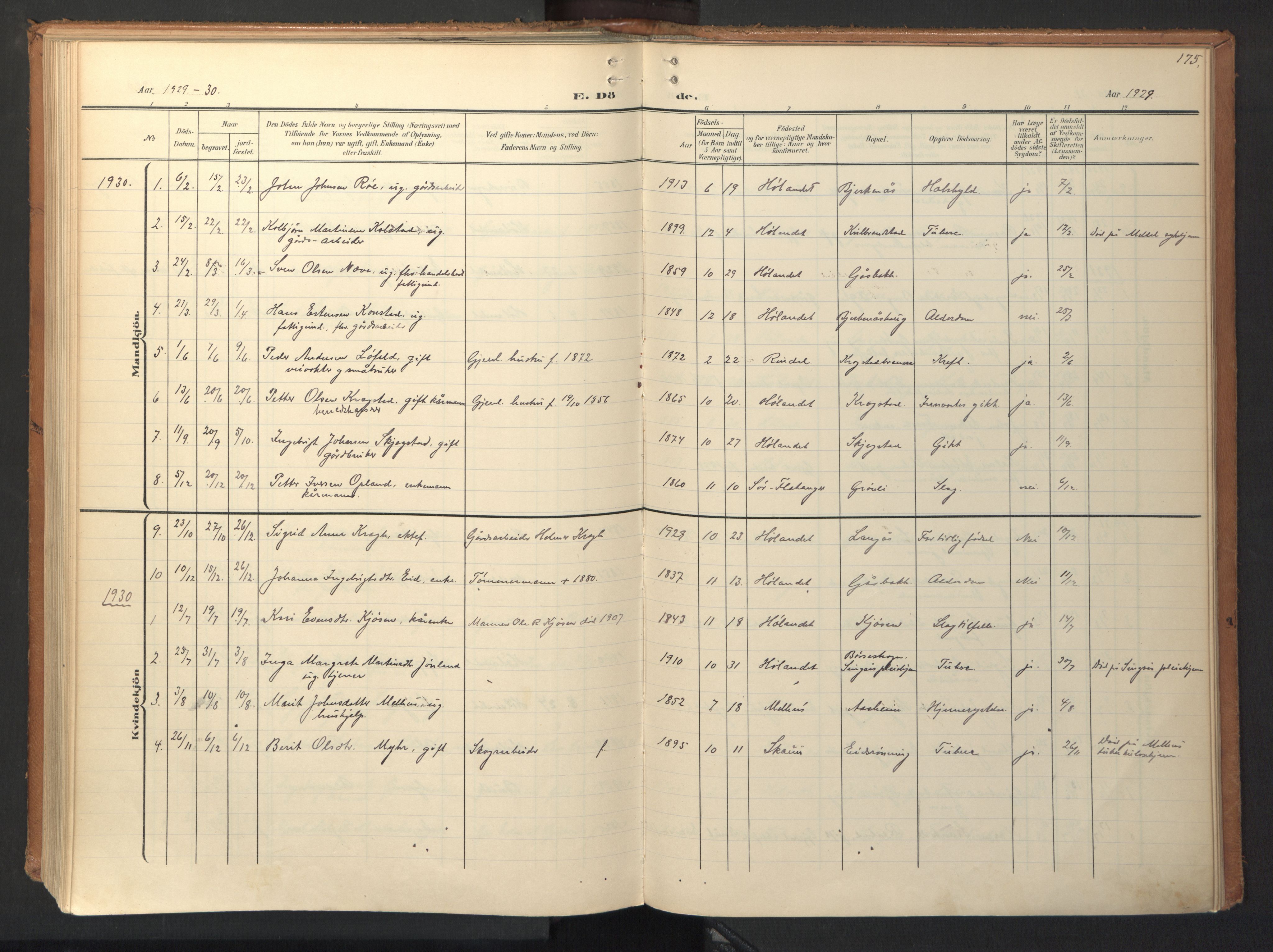 Ministerialprotokoller, klokkerbøker og fødselsregistre - Sør-Trøndelag, SAT/A-1456/694/L1128: Parish register (official) no. 694A02, 1906-1931, p. 175