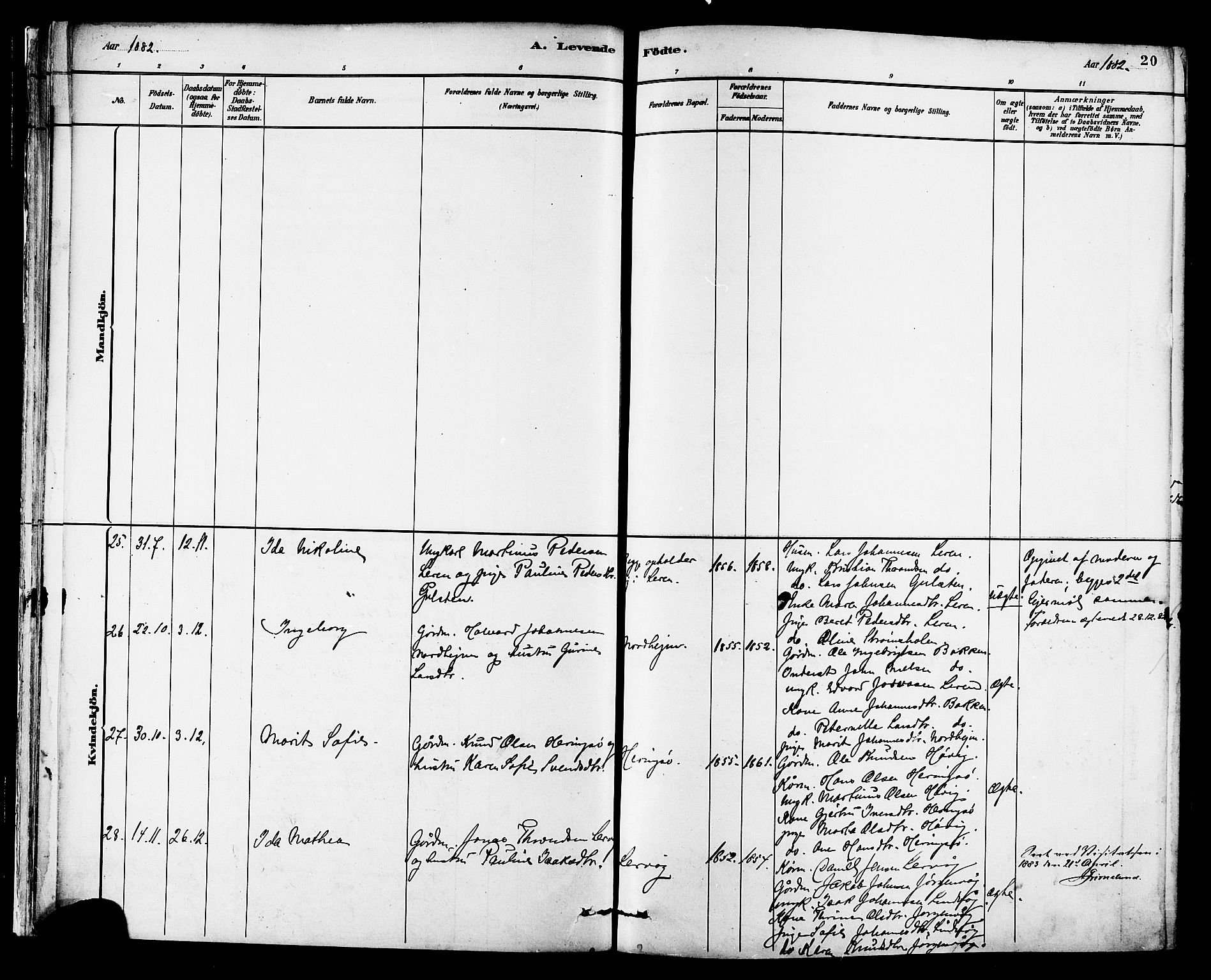 Ministerialprotokoller, klokkerbøker og fødselsregistre - Møre og Romsdal, AV/SAT-A-1454/577/L0896: Parish register (official) no. 577A03, 1880-1898, p. 20