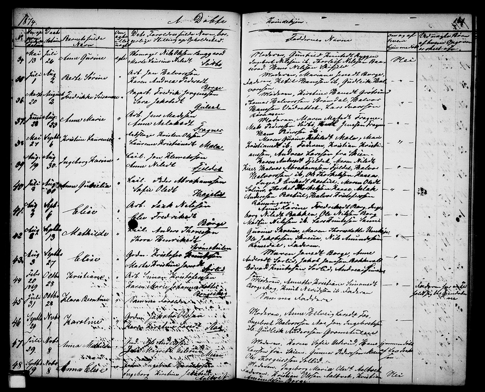 Gjerpen kirkebøker, SAKO/A-265/G/Ga/L0001: Parish register (copy) no. I 1, 1864-1882, p. 131