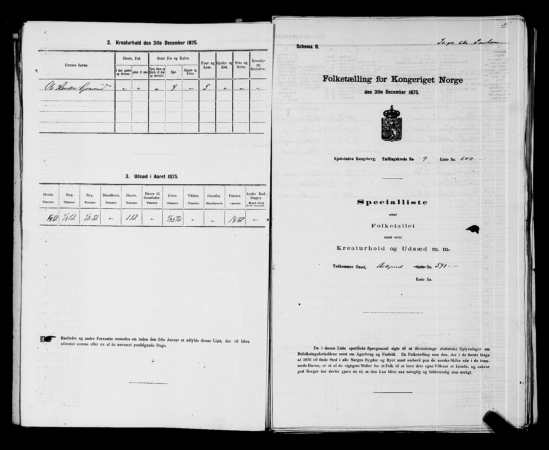 SAKO, 1875 census for 0604B Kongsberg/Kongsberg, 1875, p. 1422