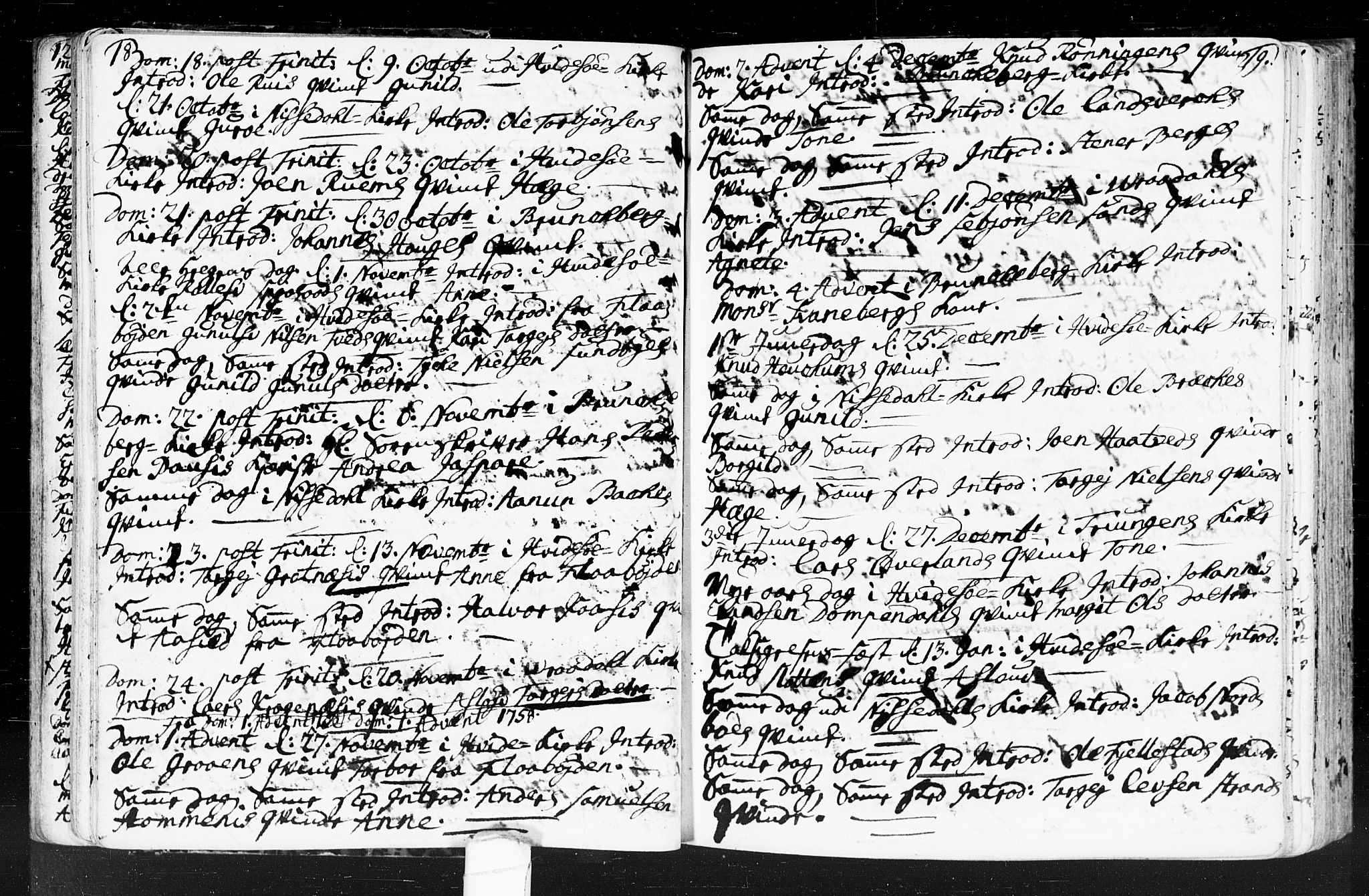 Kviteseid kirkebøker, SAKO/A-276/F/Fa/L0001: Parish register (official) no. I 1, 1754-1773, p. 18-19
