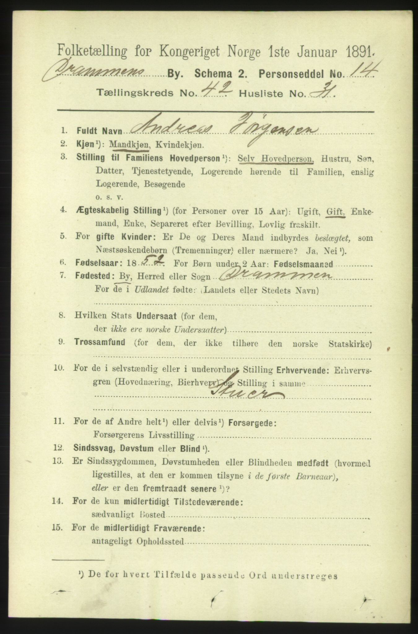 RA, 1891 census for 0602 Drammen, 1891, p. 24868