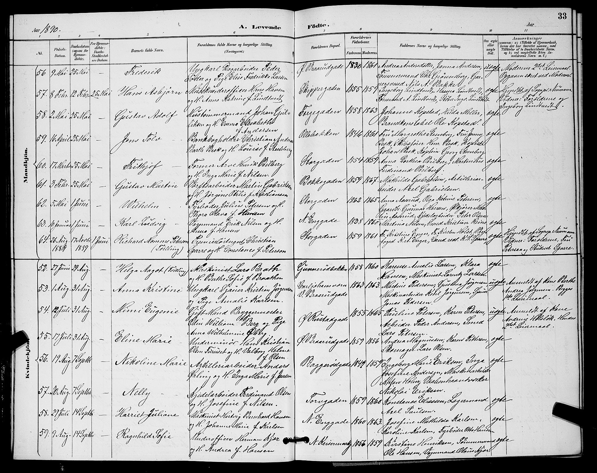 Horten kirkebøker, SAKO/A-348/G/Ga/L0005: Parish register (copy) no. 5, 1888-1895, p. 33