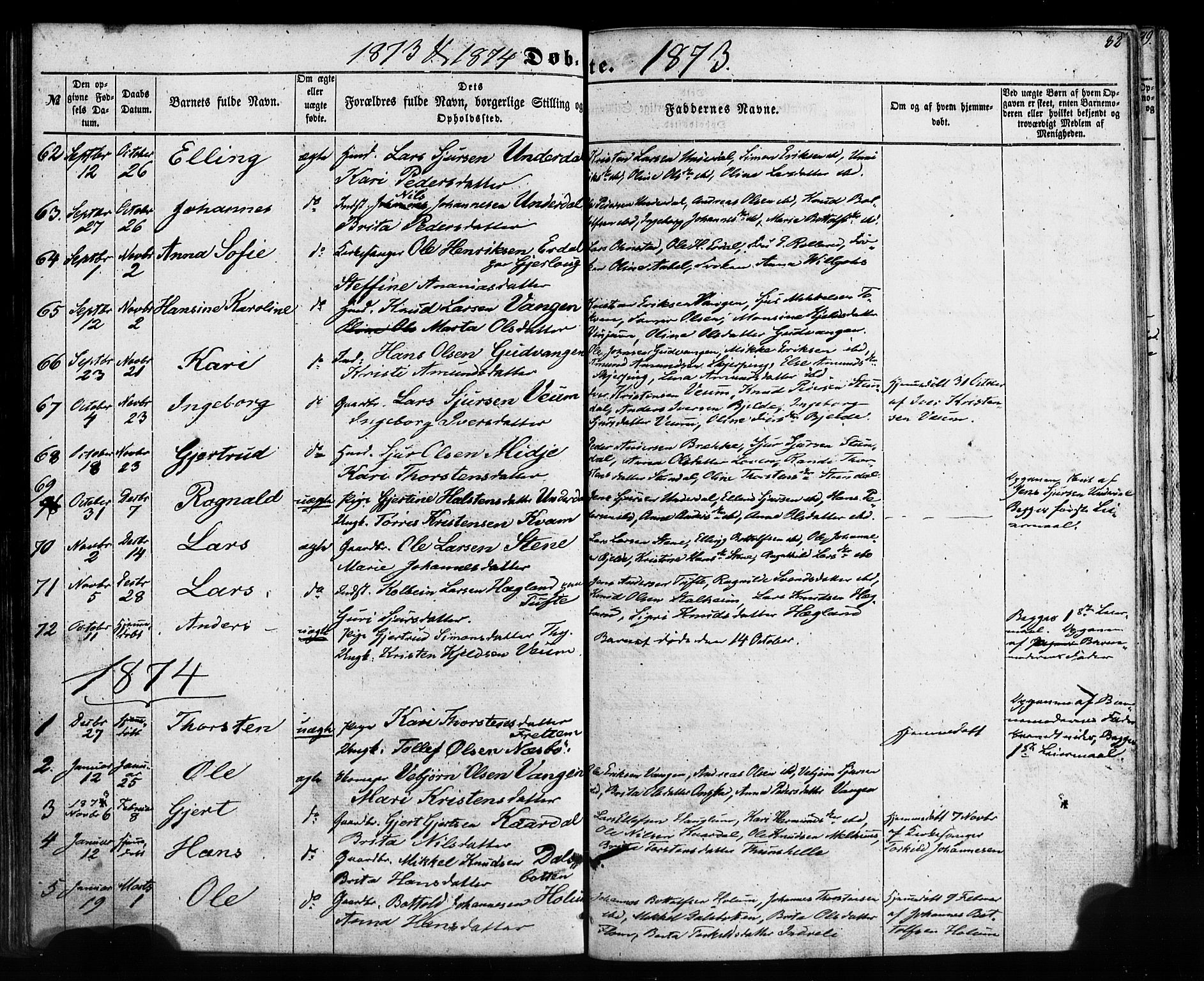 Aurland sokneprestembete, SAB/A-99937/H/Ha/Haa/L0008: Parish register (official) no. A 8, 1853-1879, p. 82