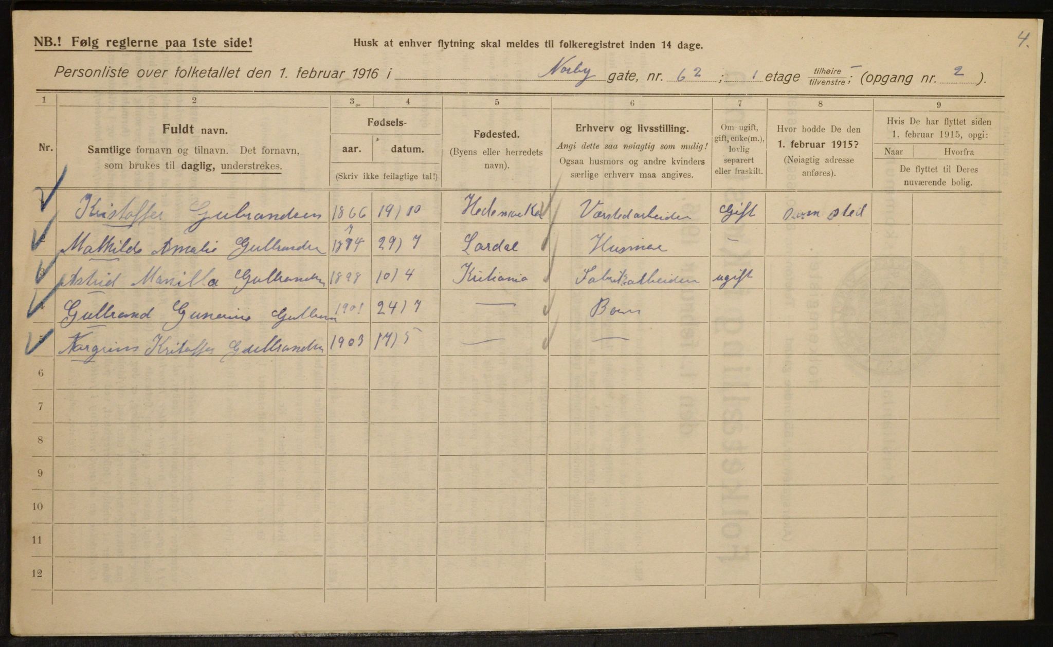 OBA, Municipal Census 1916 for Kristiania, 1916, p. 73892