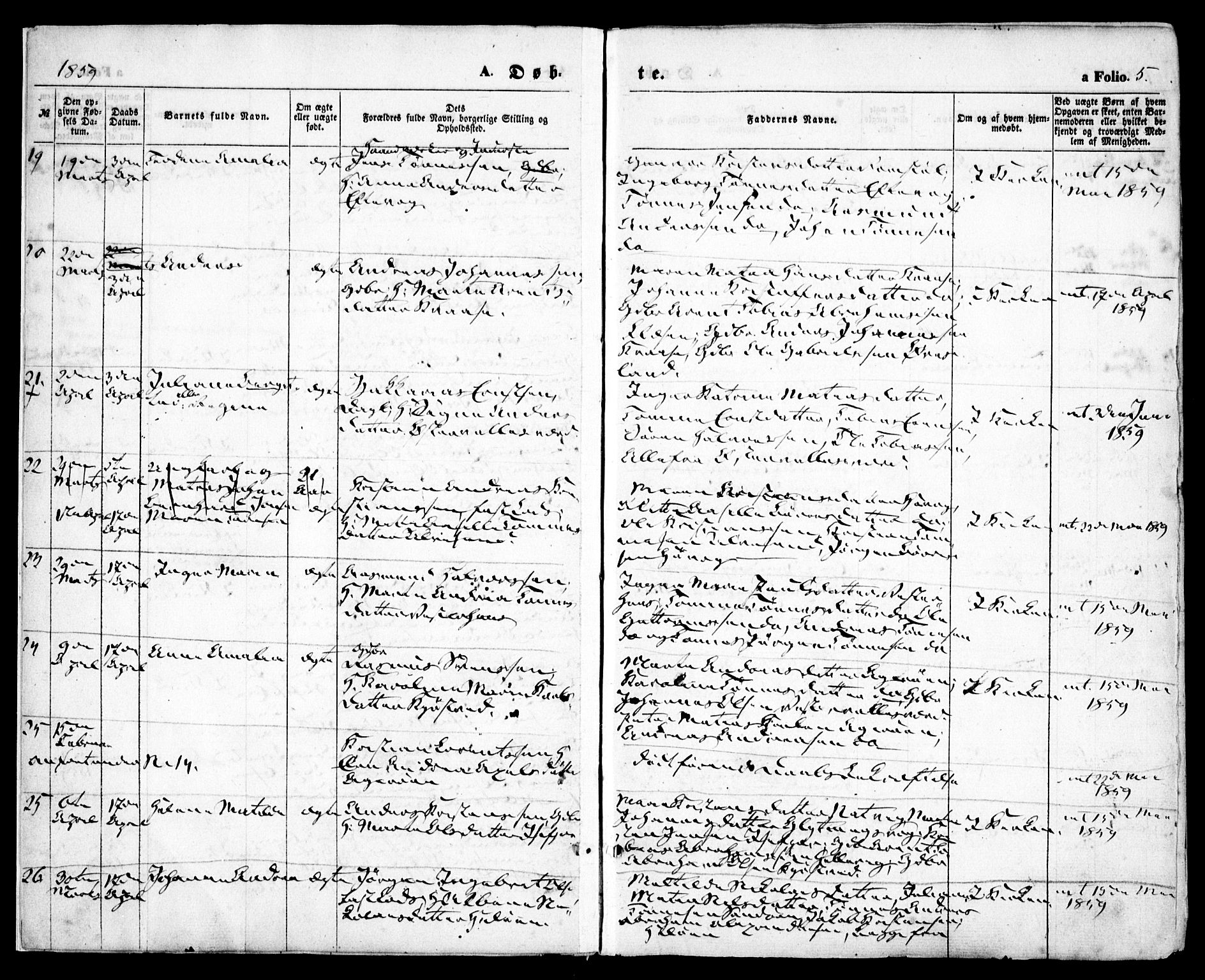 Høvåg sokneprestkontor, SAK/1111-0025/F/Fa/L0004: Parish register (official) no. A 4, 1859-1877, p. 5